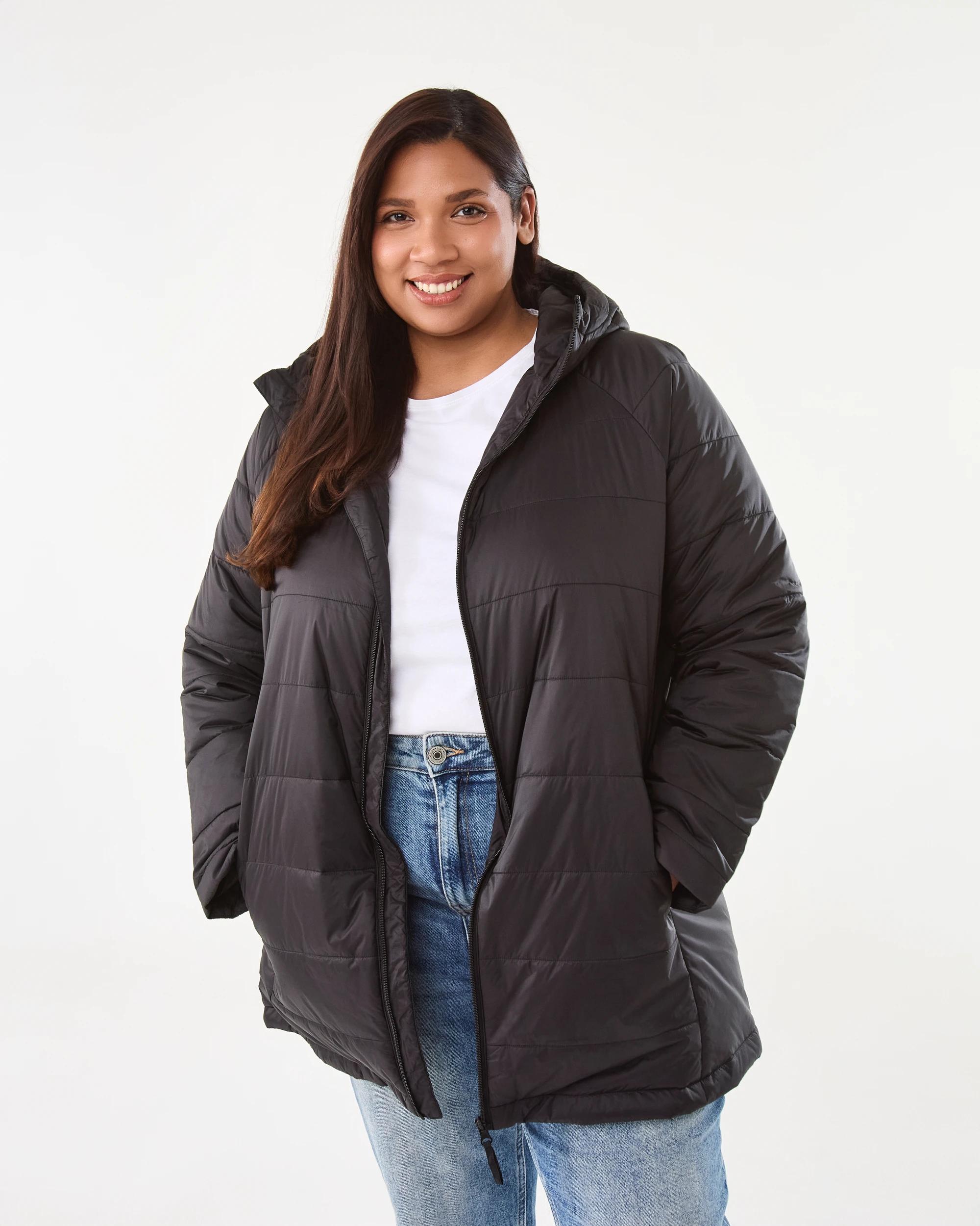 1 Curve Long Sleeve Lightweight Puffer Jacket Black, 1 of 7