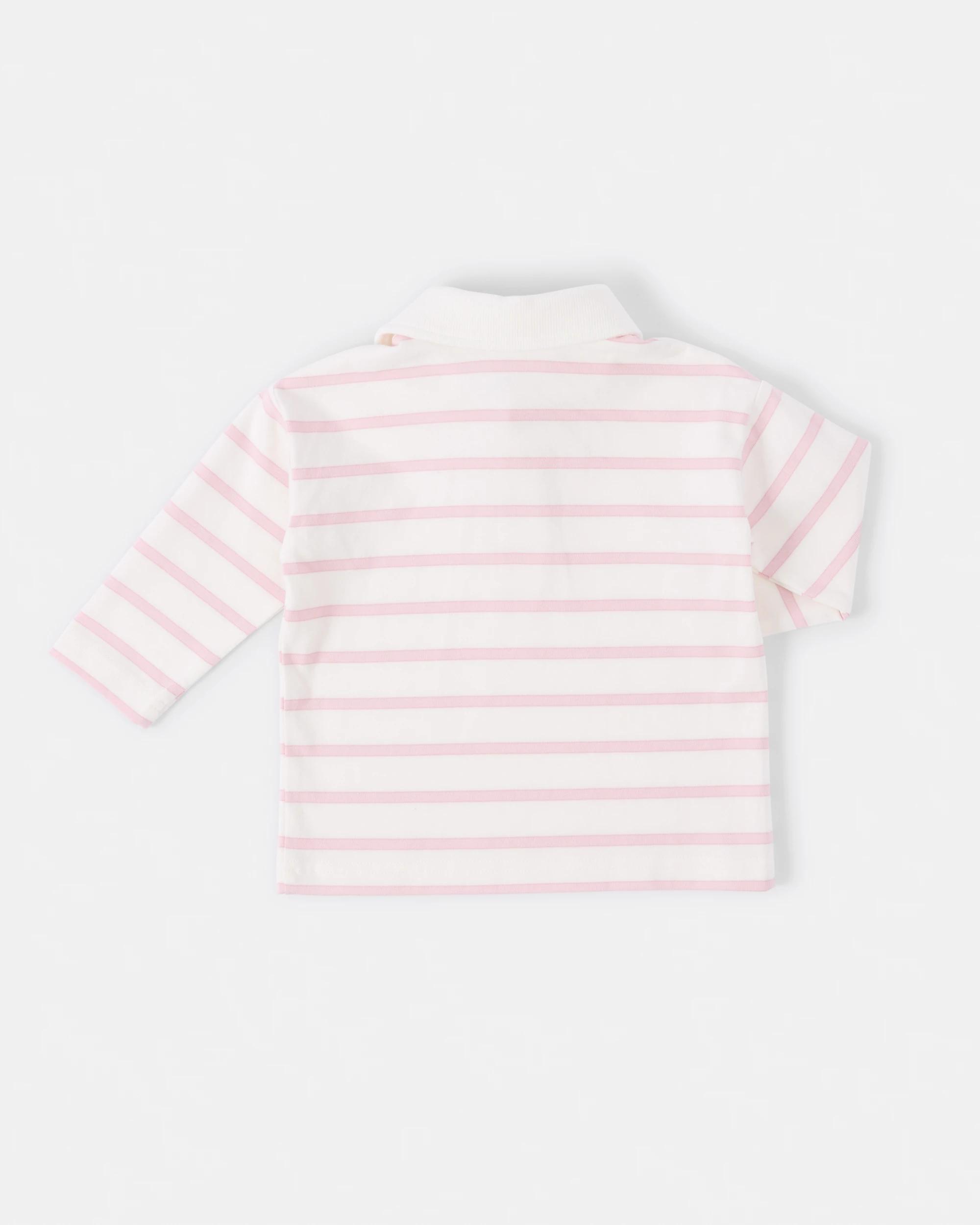 2 Australian Cotton Rugby Top Pink Strp, 2 of 3