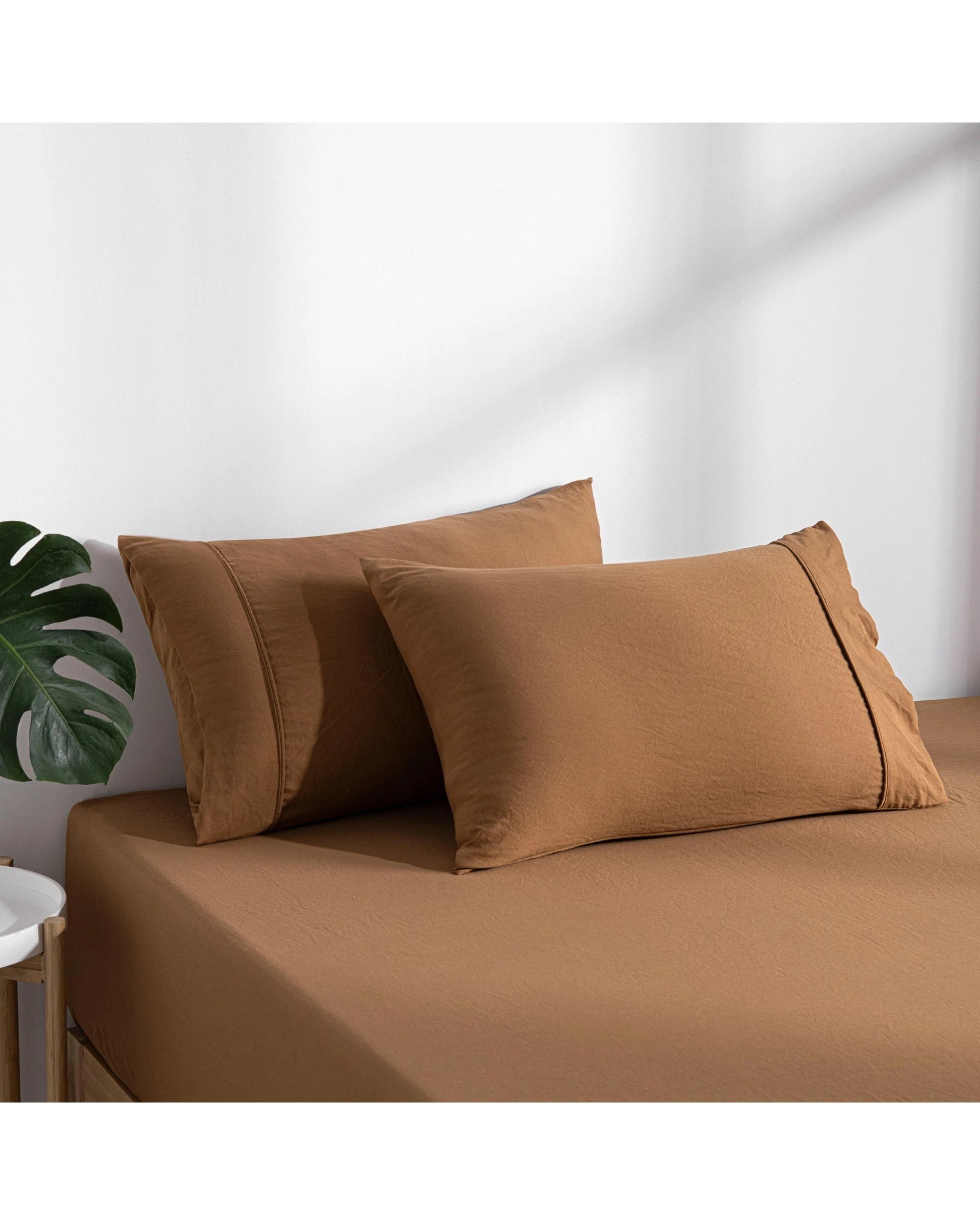 3 Dreamaker Superfine Washed Microfibre Combo Fitted Sheet Set - Double Bed - Rust, 3 of 7