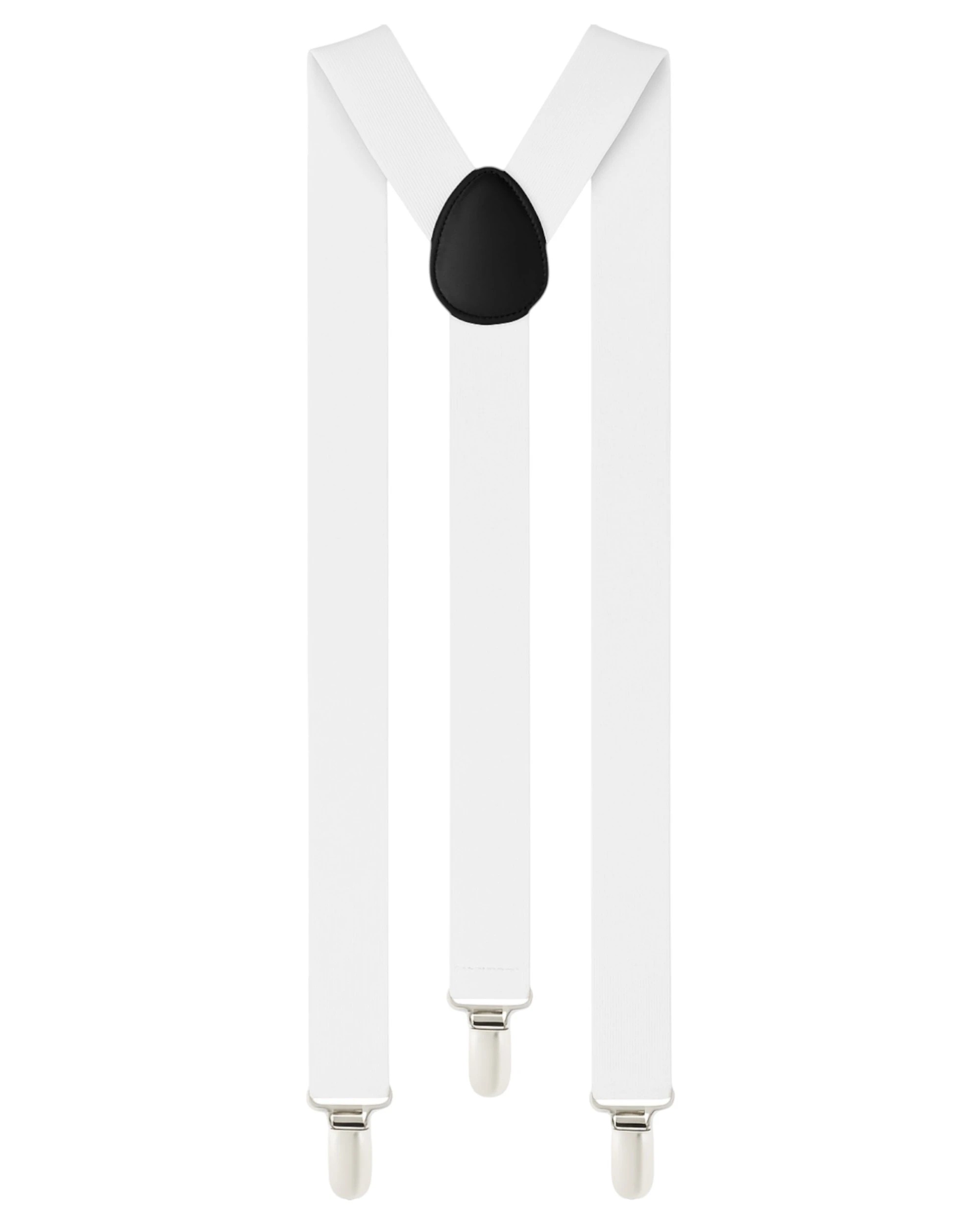 1 Zasel Mens Adjustable Extra Long 138cm Suspenders - White, 1 of 3