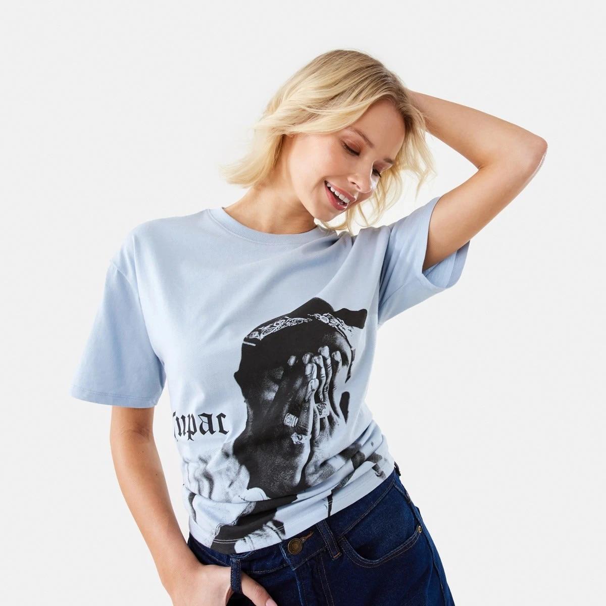 1 Tupac License Short Sleeve T-shirt TUPAC GRAY DAWN, 1 of 6