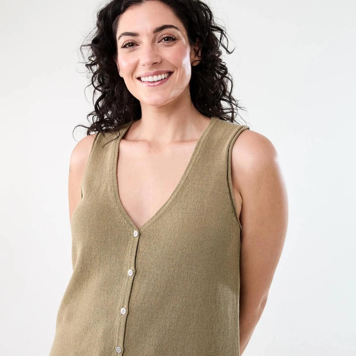 4 Sleeveless Longline Vest KELP BROWN, 4 of 6