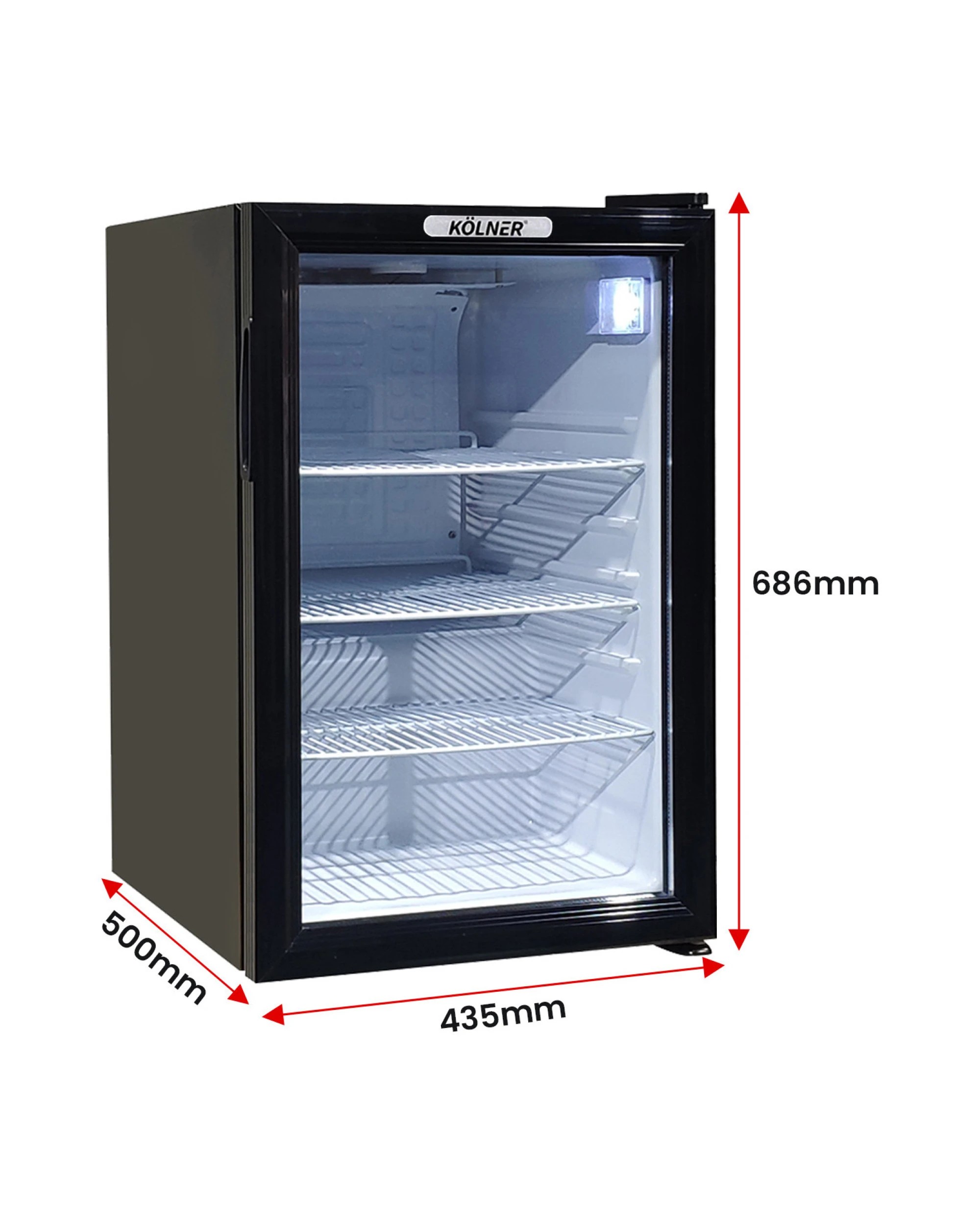2 Kolner 70L Mini Bar Fridge - Double-Glazed Glass Door Beverage Cooler - Black, 2 of 7