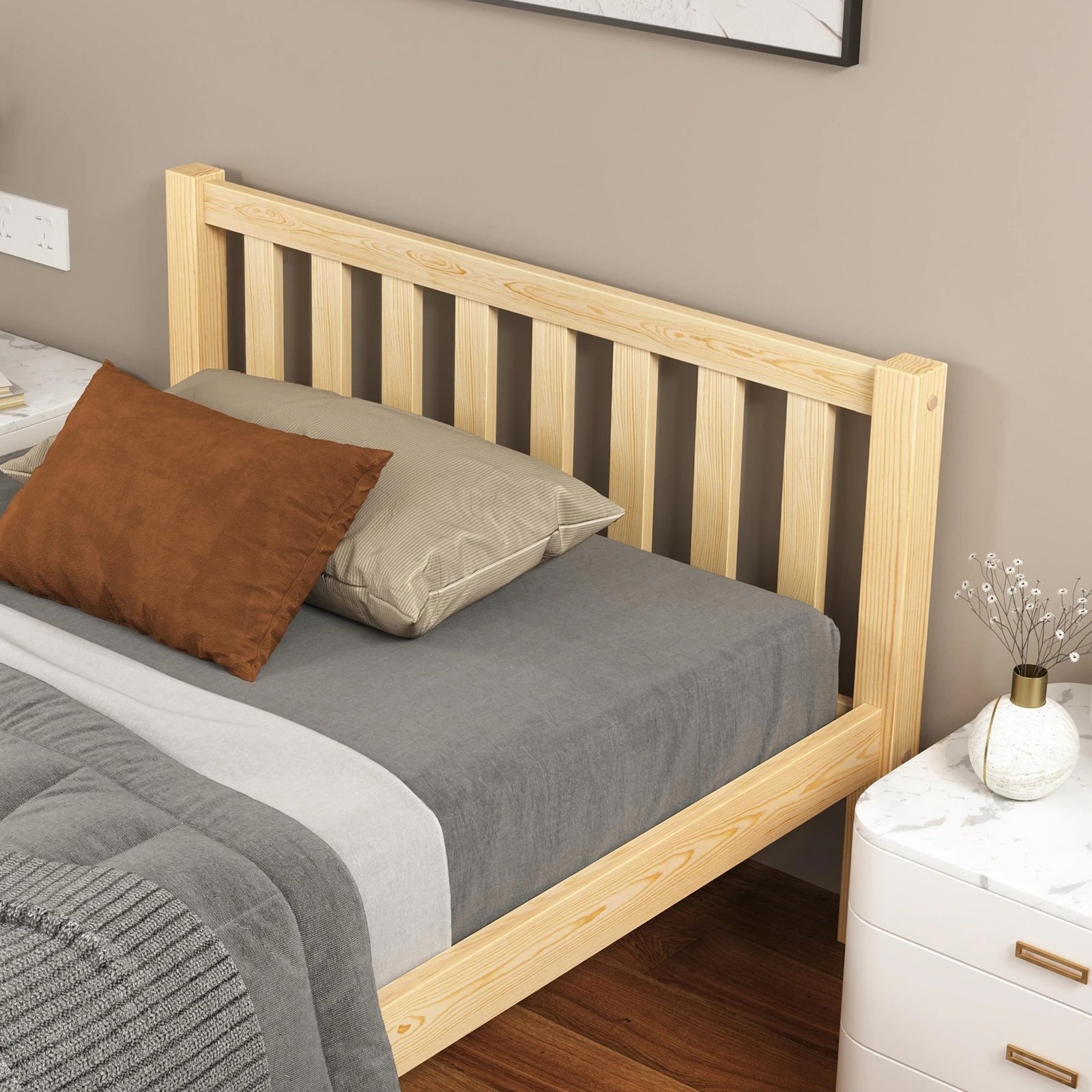 5 Alfordson Bed Frame Wooden Timber King Single Mattress Base Platform Fenella - Natural, 5 of 10