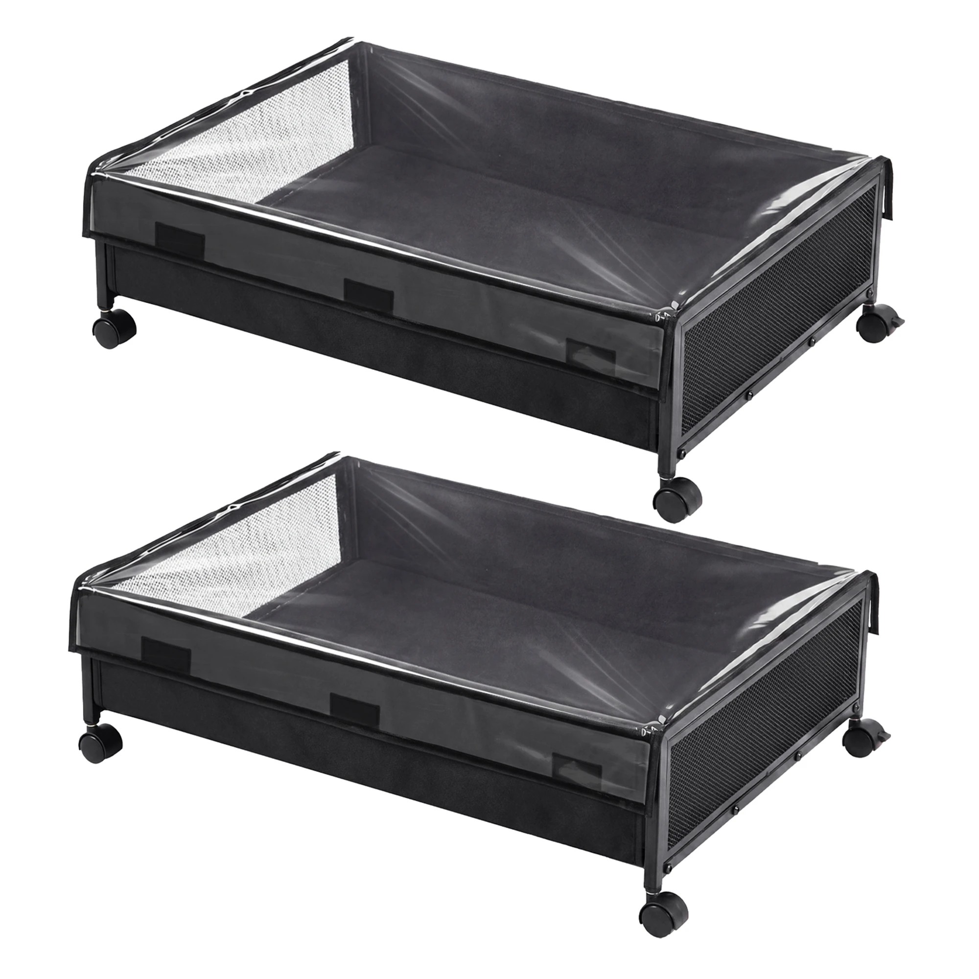 1 Levede 2Pcs Under Bed Storage Box Wheels Clothes Organizer Dustproof 48L, 1 of 8