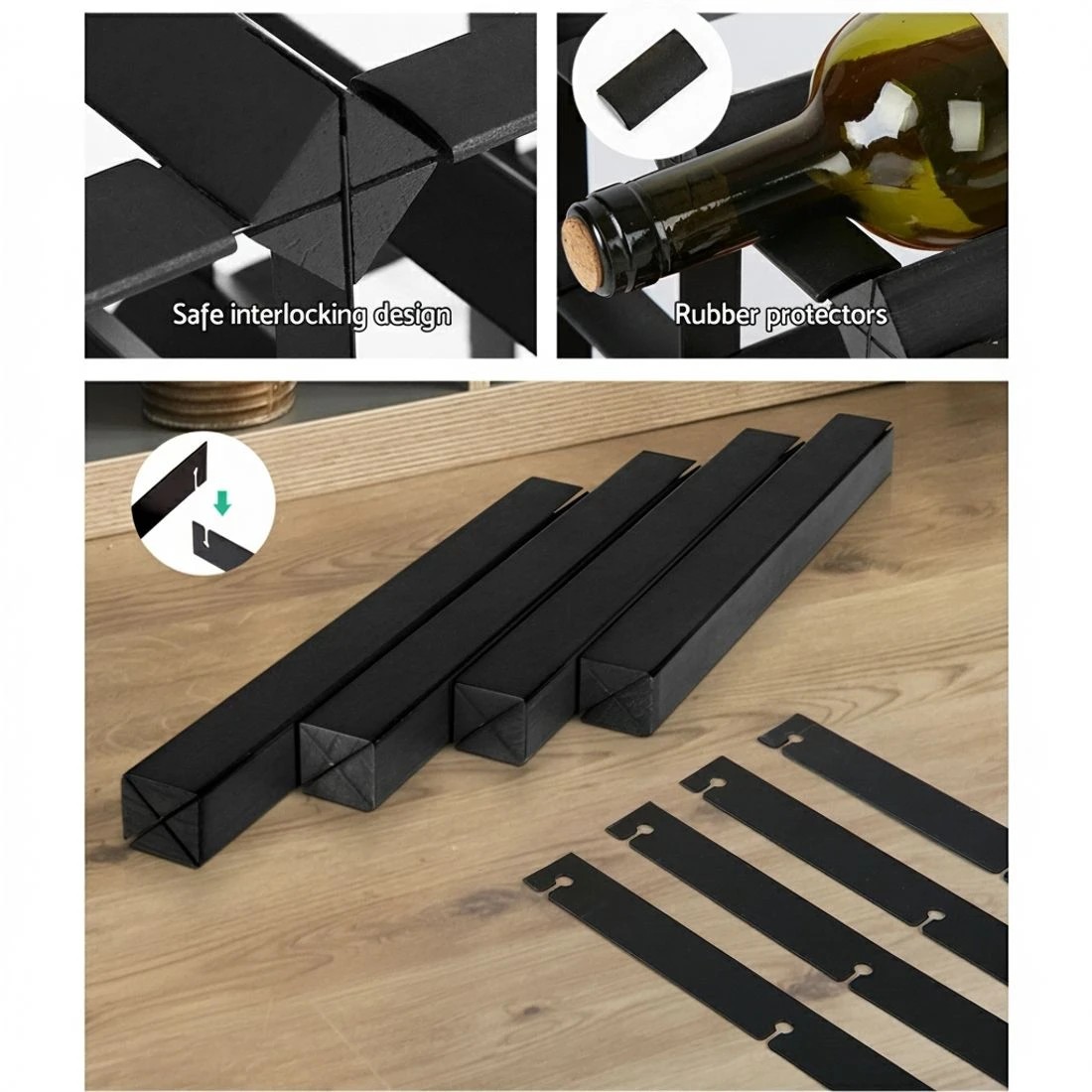 5 Artiss Wine Rack 42 Bottle - Black, 5 of 5