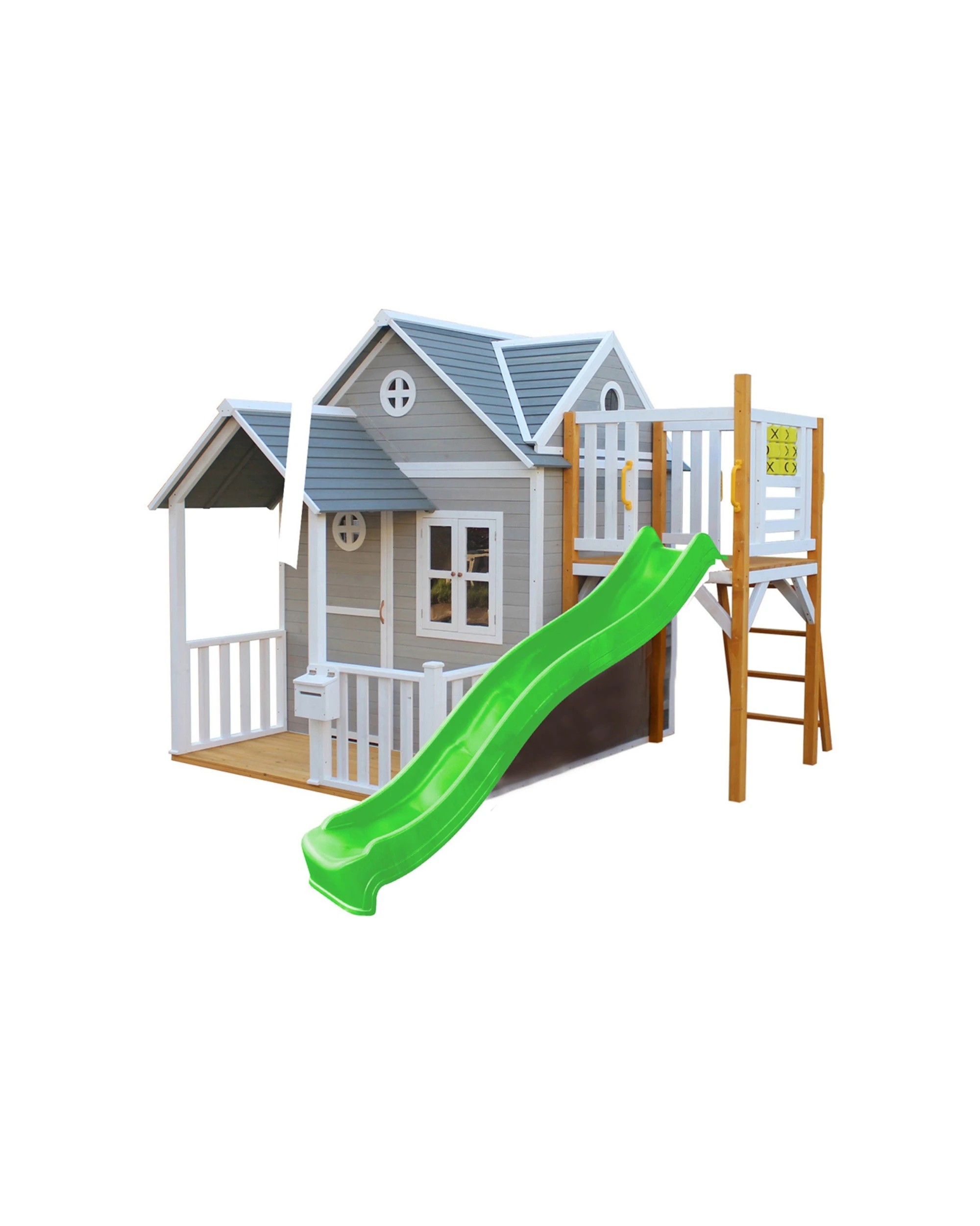 1 KIDZSHACK Jolly Kids Wooden Cubby House With Letterbox Slide - Green, 1 of 1
