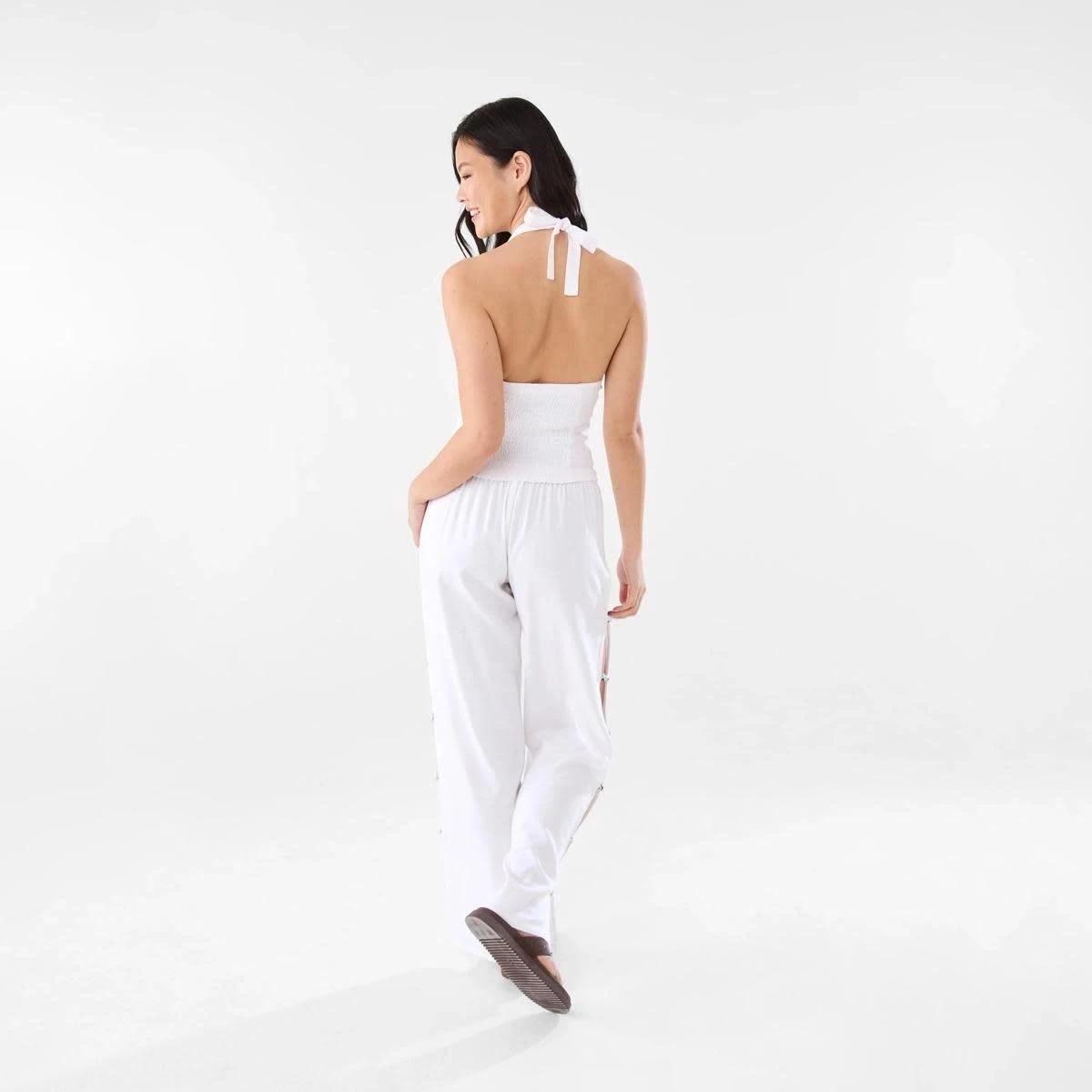 6 Linen Blend Beaded Top WHITE, 6 of 10