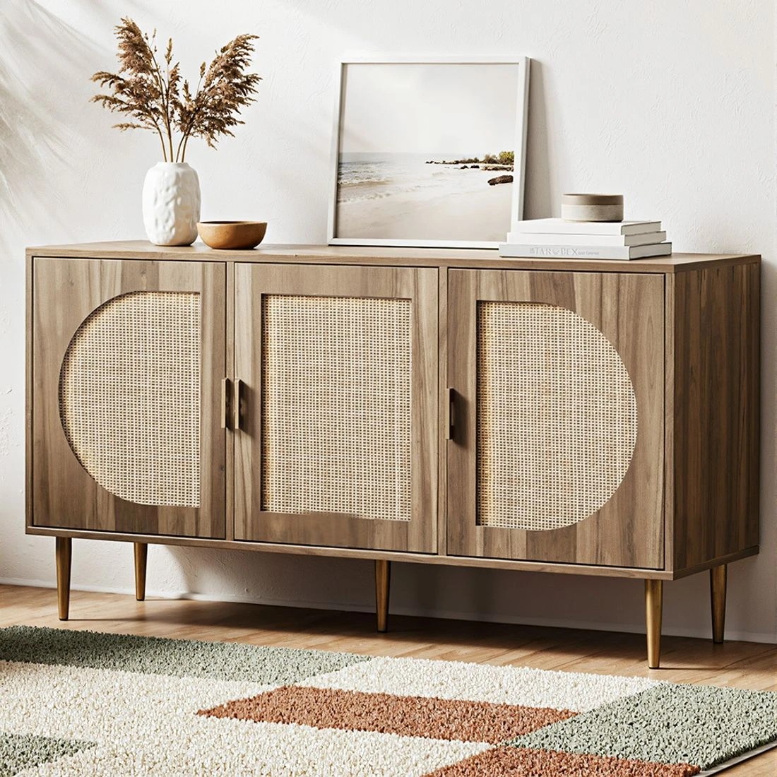 3 Artiss Buffet Sideboard 3 Doors - ANYA - Brown, 3 of 7
