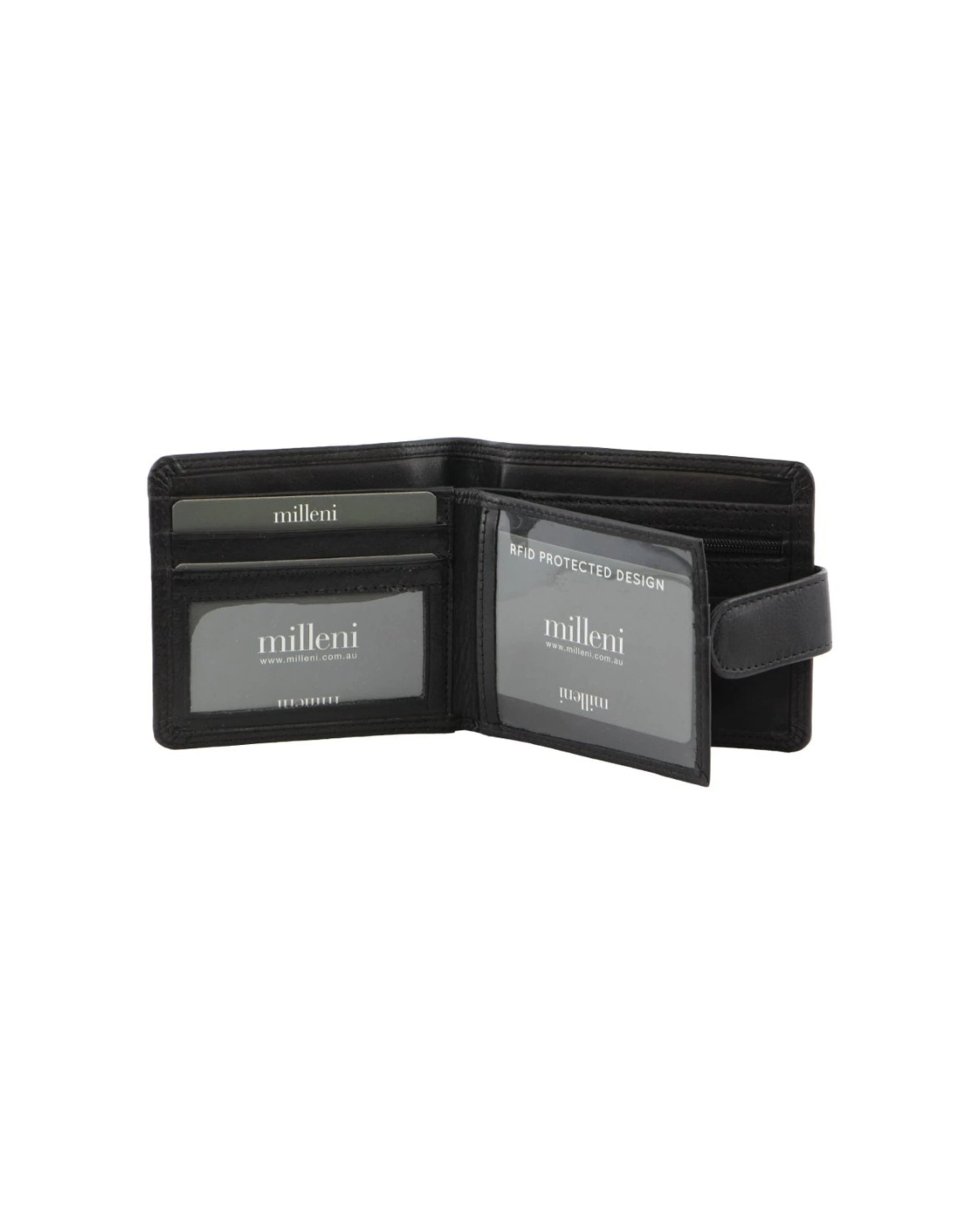 2 Milleni Men's Leather Cash/Card Tab RFID Protected Wallet 11cm - Black, 2 of 2
