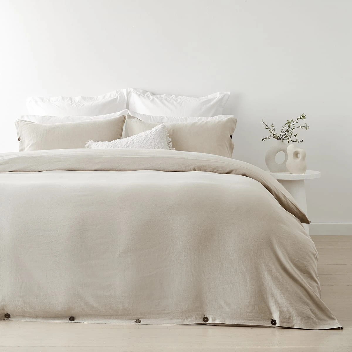 1 Kayden Linen Cotton Quilt Cover Set - Queen Bed, Natural, 1 of 7