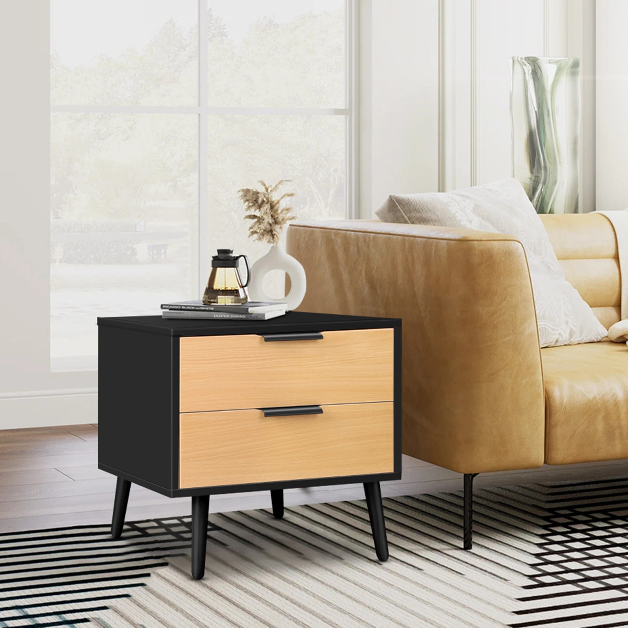 4 Alfordson Bedside Table Nightstand Side Storage Cabinet Scandinavian - Black, 4 of 10