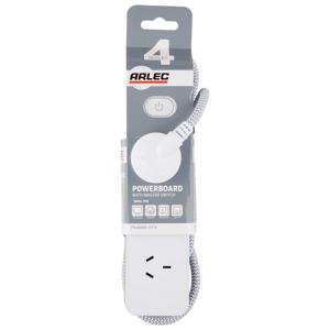 4 Outlet Arlec Powerboard with Master Switch - Grey