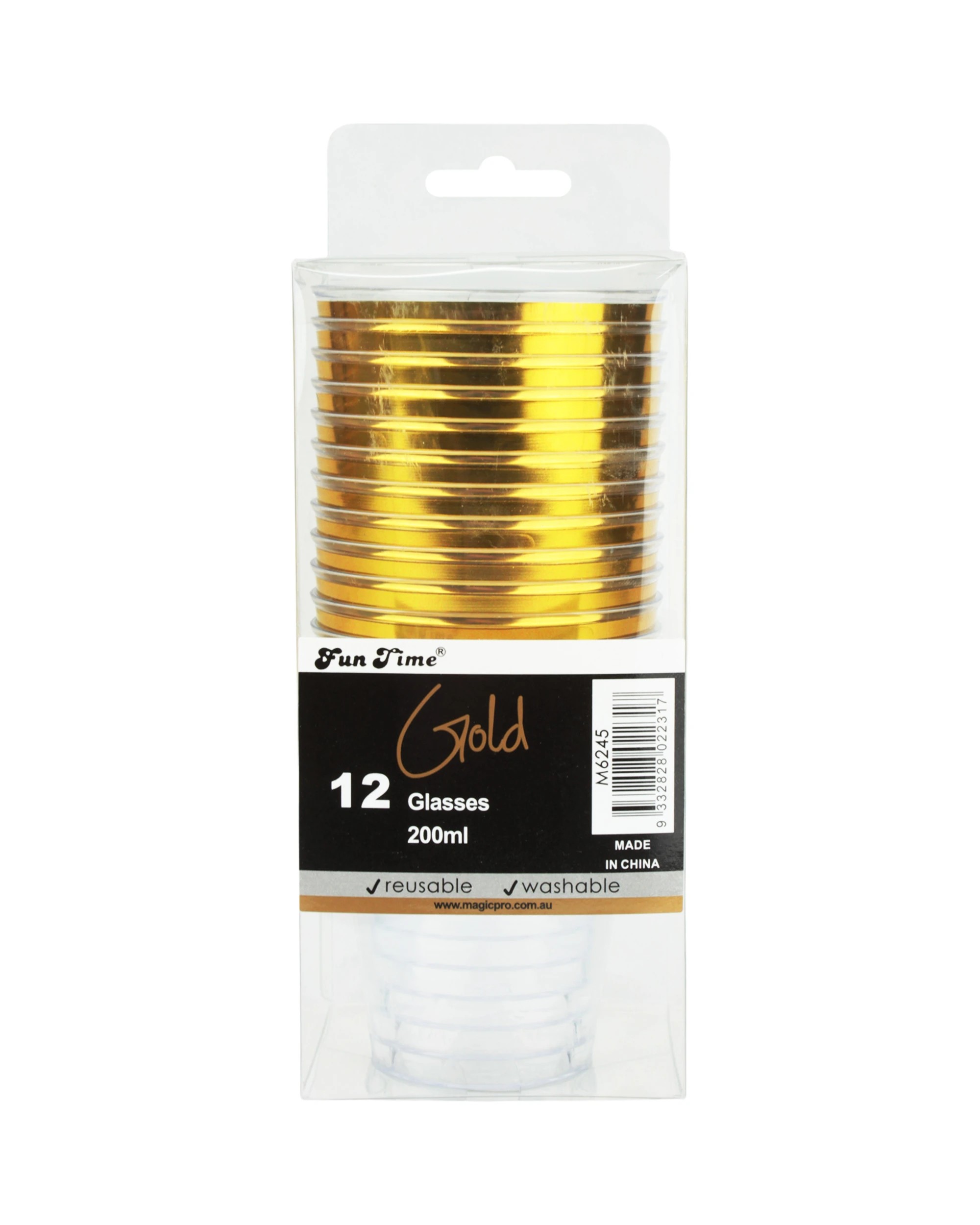 3 Fun Time Gold Trim Plastic Tumbler Cups Pack of 12 - Gold, Clear, 3 of 3