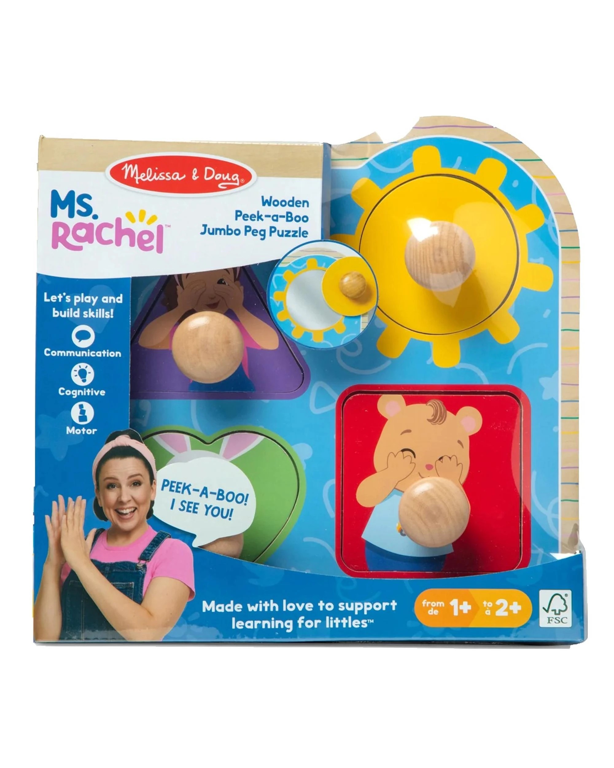 1 Melissa & Doug Melissa and Doug Ms Rachel Wooden Peek-A-Boo Jumbo Peg Puzzle, 1 of 9