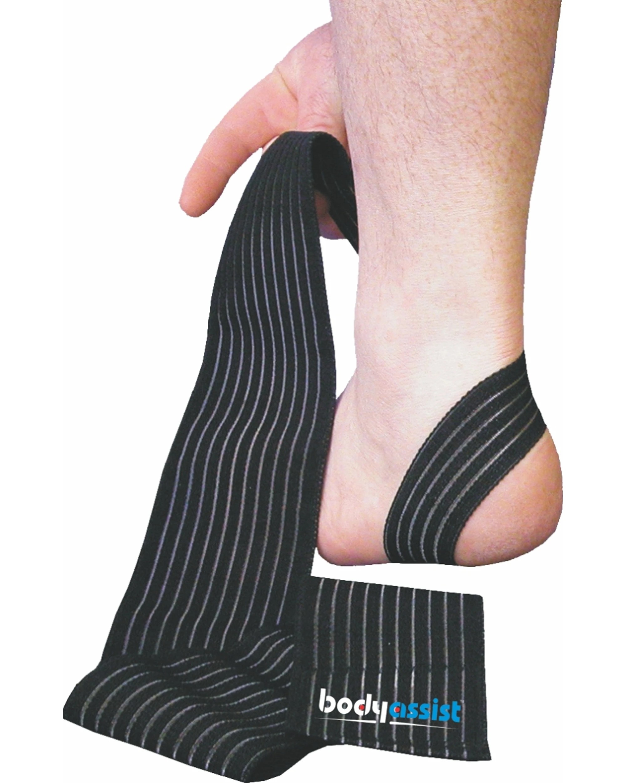 3 Bodyassist Elastic Ankle Wrap With Loop Anchor One Size Fits Most - Black, 3 of 6