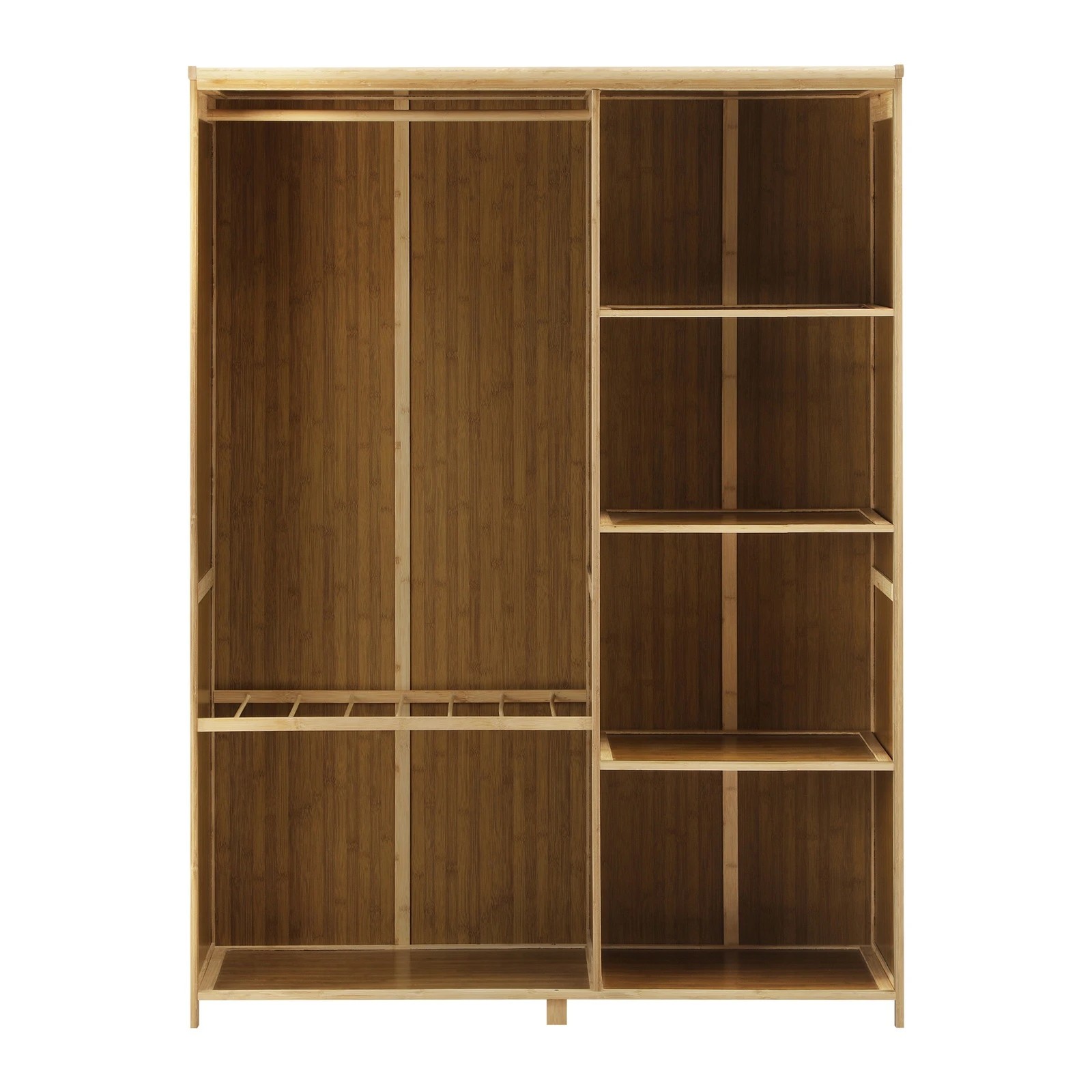 6 Oikiture Open Wardrobe Shelf Unit Clothes Storage 5 Shelves Hanging Rail
 - natural, 6 of 10