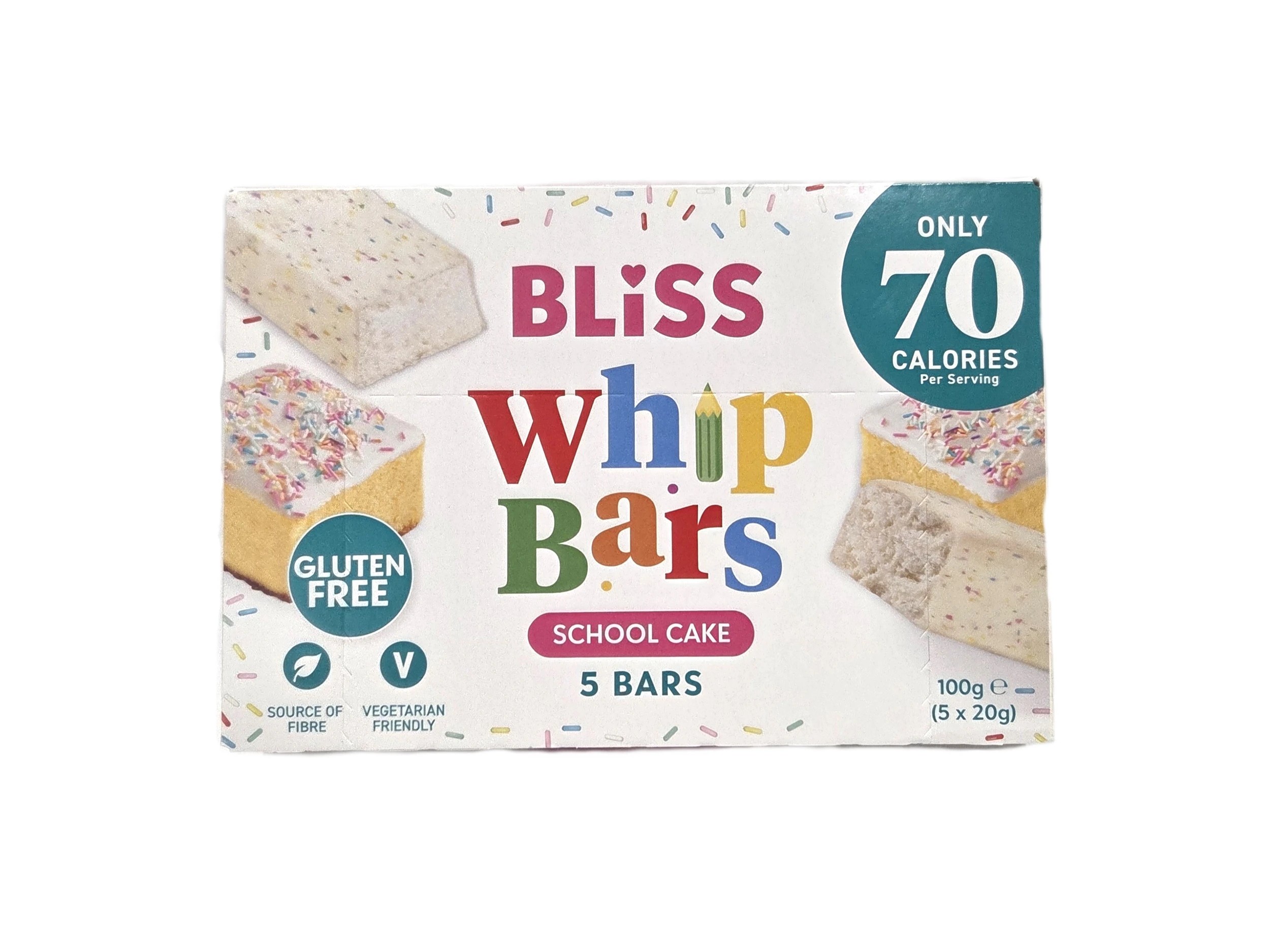 1 5 Pack Bliss Whip Bars 100g - School Cake, 1 of 2