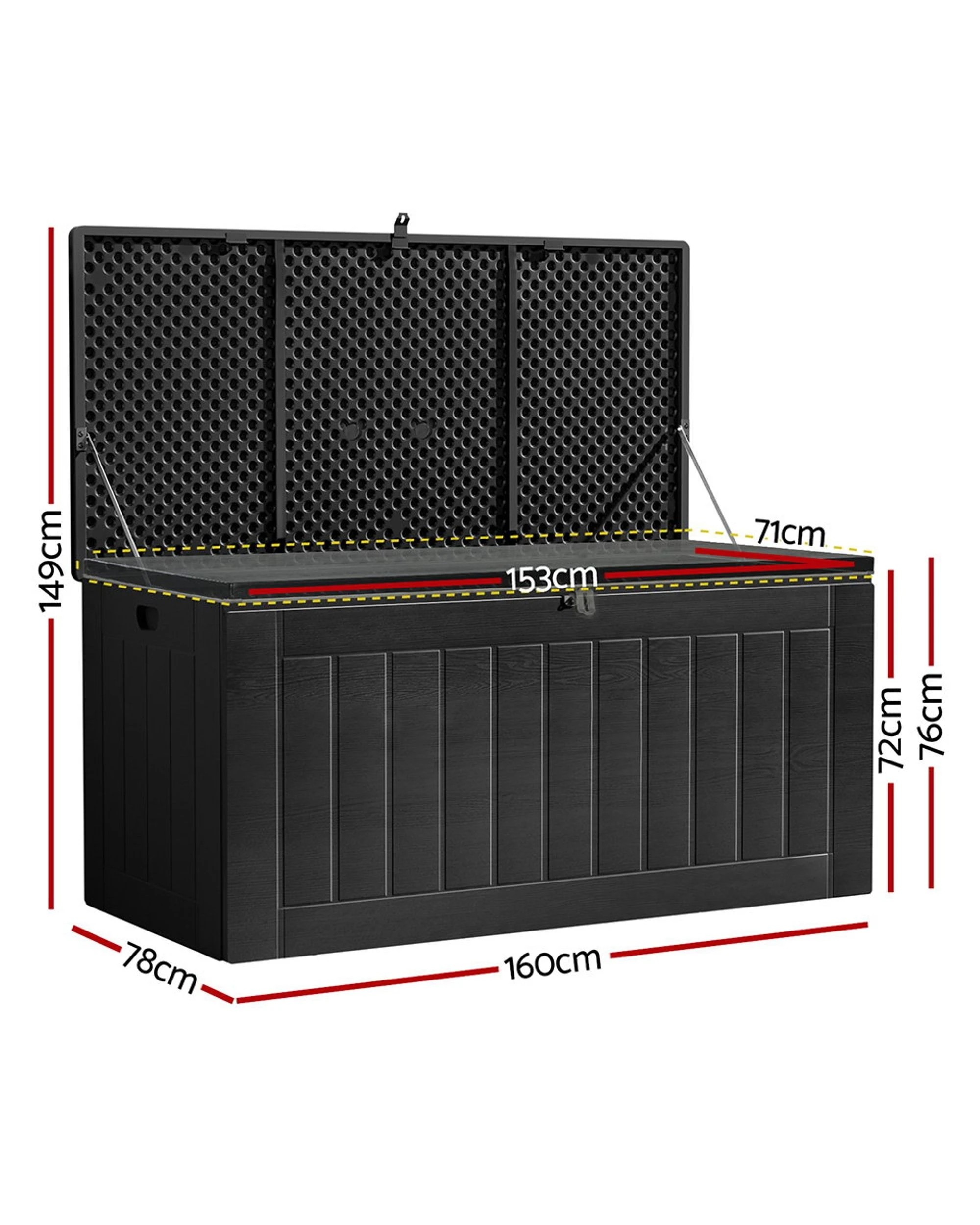 2 Gardeon Outdoor Storage Box 830l Container Lockable Bench Tool Shed
 - Black, 2 of 3