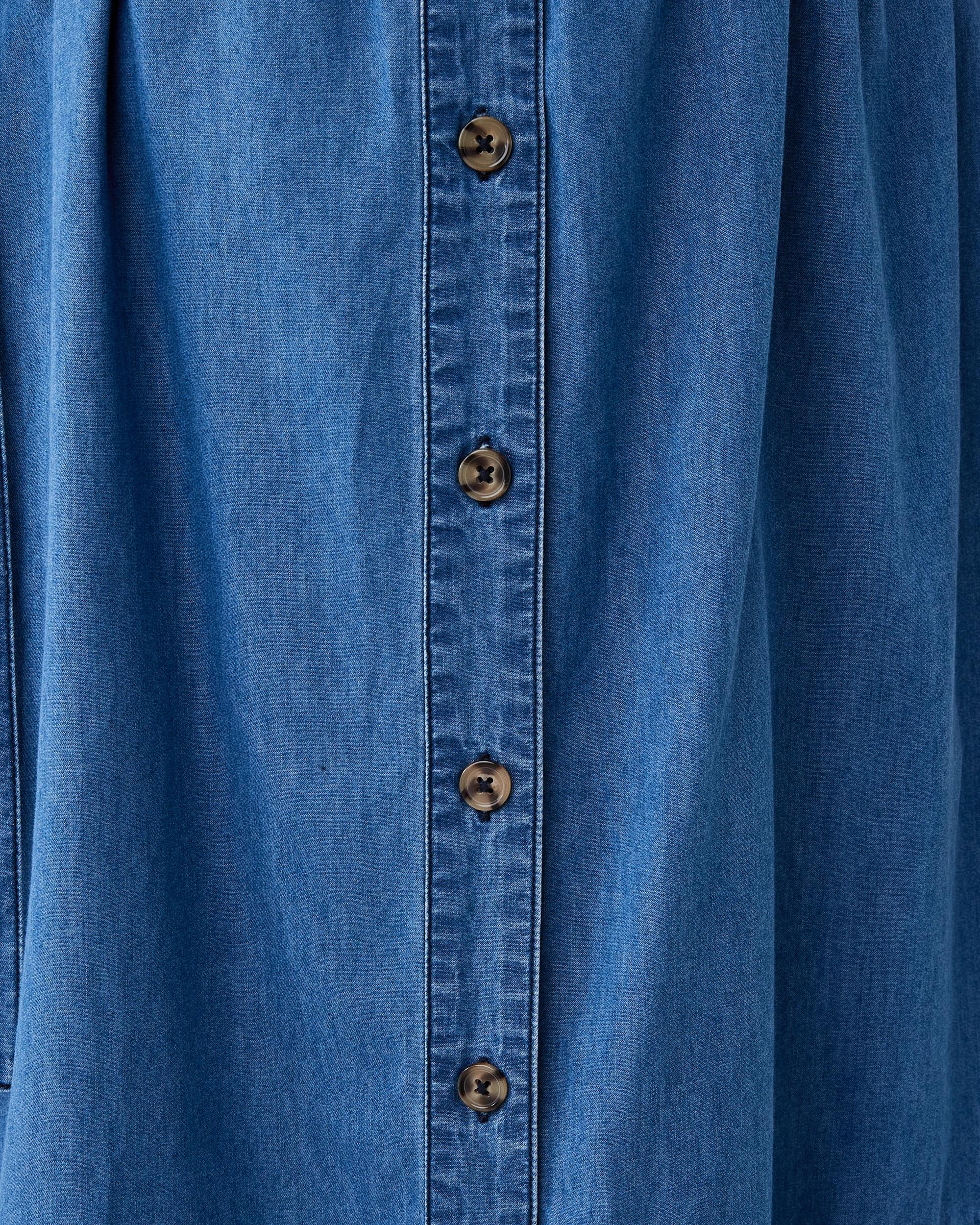 7 Curve Short Sleeve Button Through Midi Dress Blu M Wsh, 7 of 8