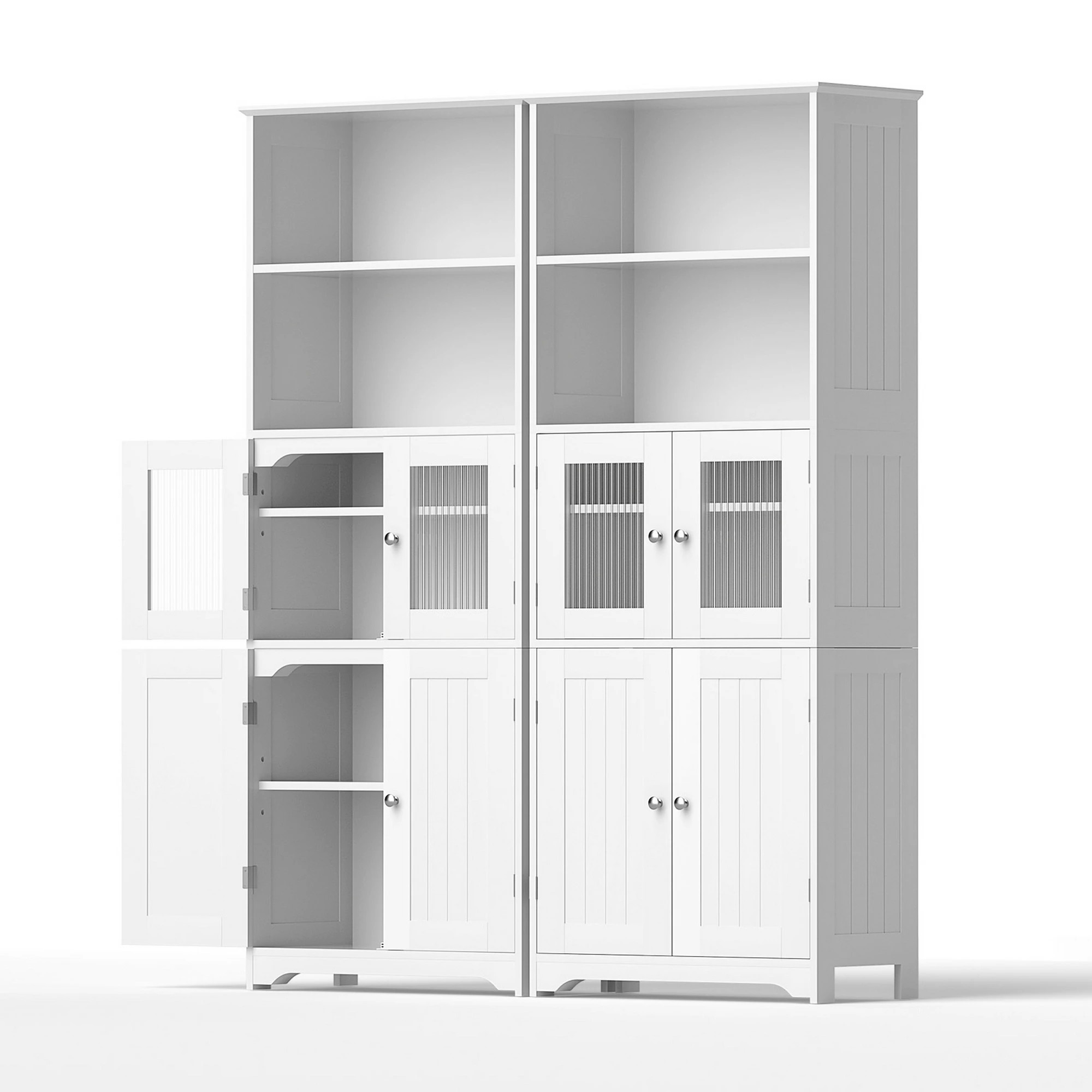 1 Artiss 2x Buffet Sideboard Cabinet Pantry Kitchen Bathroom Storage - White, 1 of 3