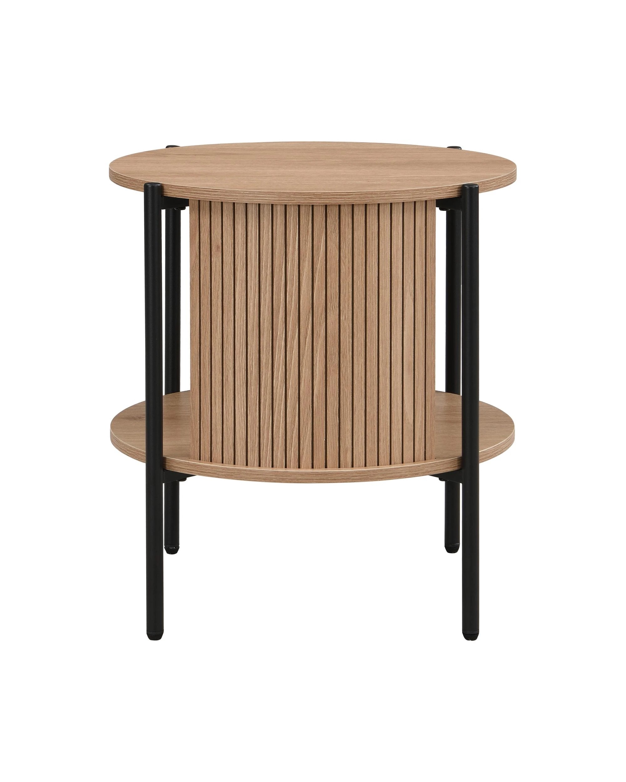 4 Kodu Side Table Round Oak - Black, 4 of 8