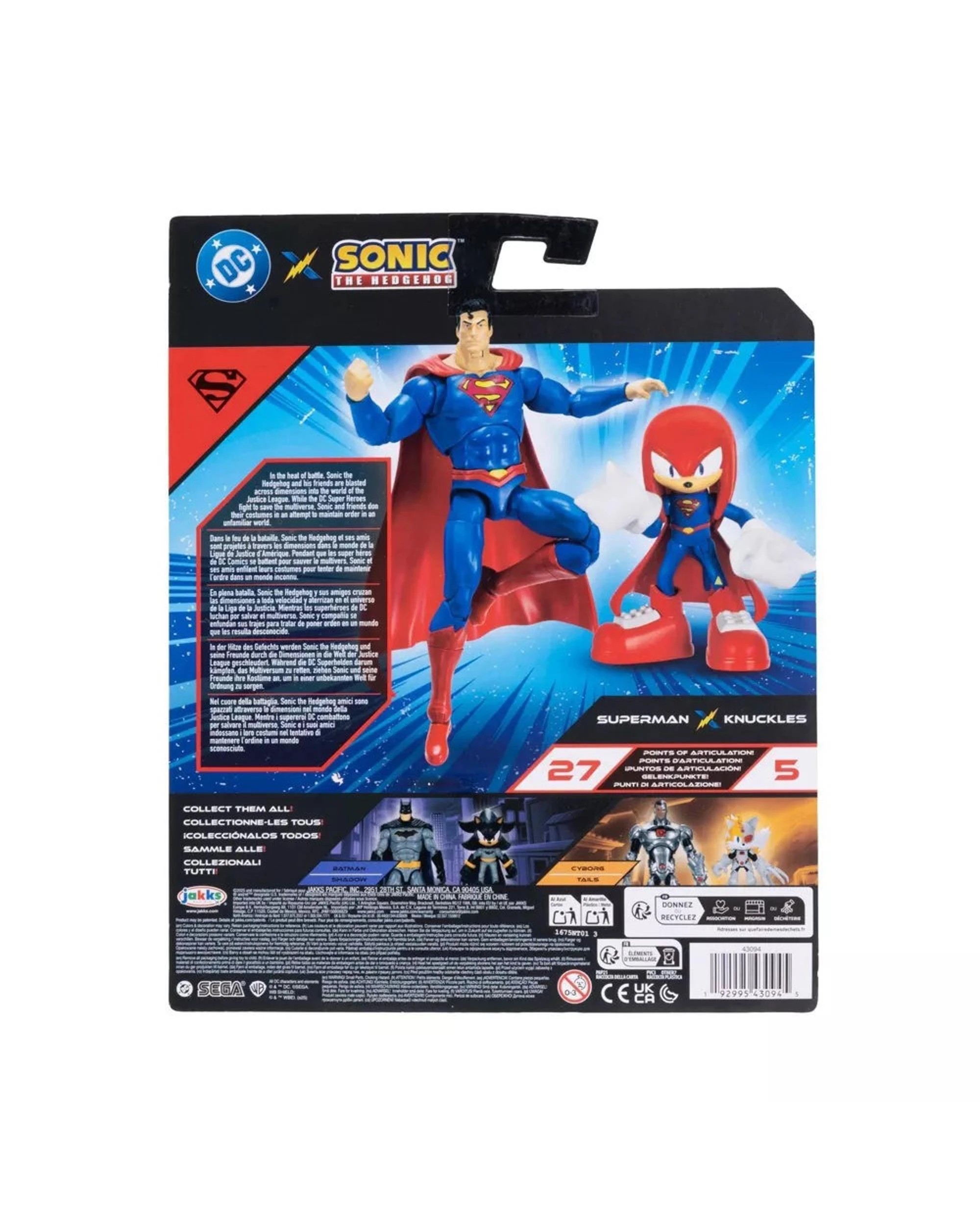 8 Sonic the Hedgehog X DC Superman and Knuckles as Superman 5 inch Action Figure 2 Pack, 8 of 8