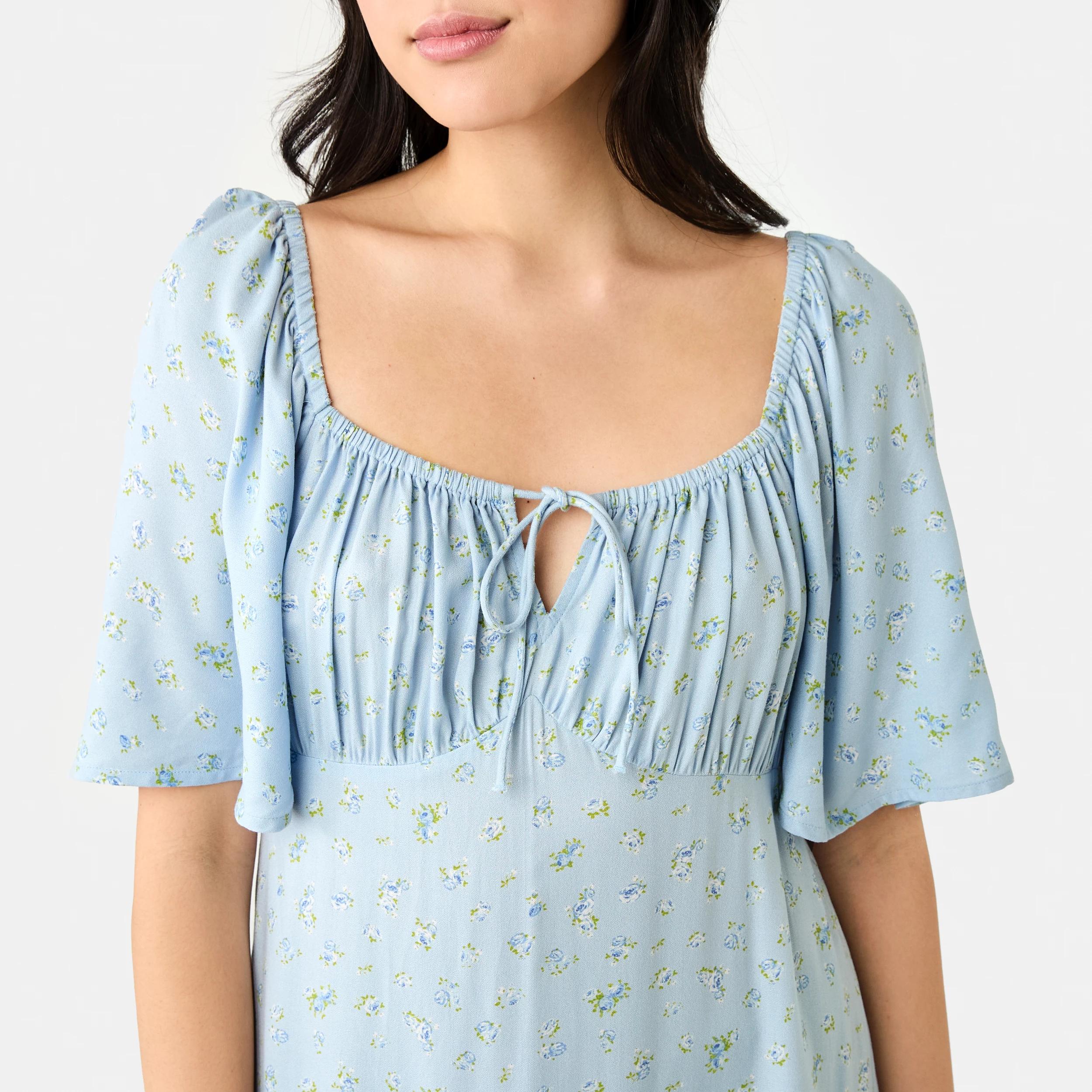 6 Short Sleeve Square Neck Tea Midi Dress DITSY ROSE SKYWAY, 6 of 8