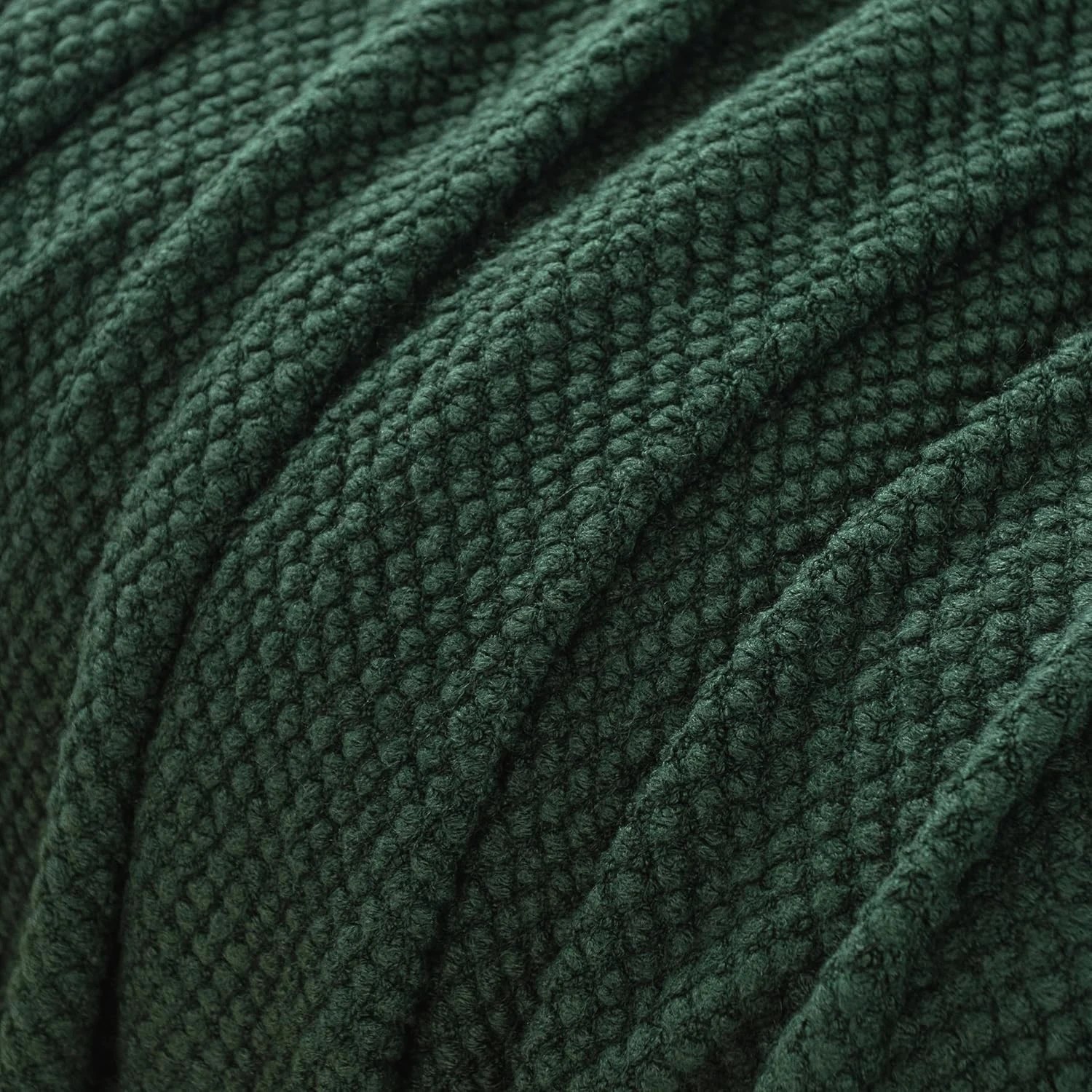 7 Gioia Casa Micro Plush Knitted Throw Blanket Soft Warm Lightweight - Forest Green, 7 of 7