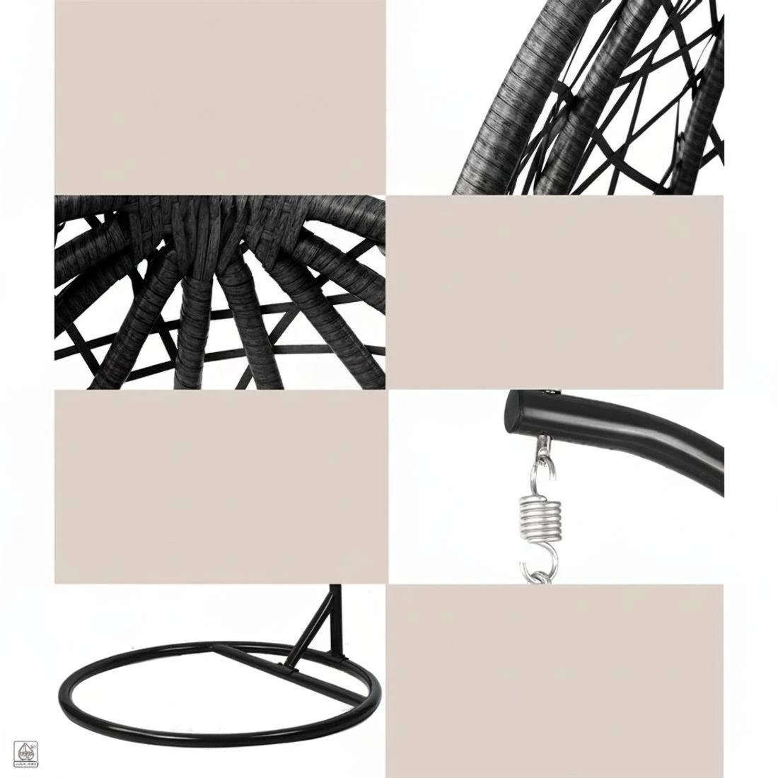 6 Gardeon Outdoor Egg Swing Chair Wicker Rattan Furniture Pod Stand Cushion - Multi, 6 of 7