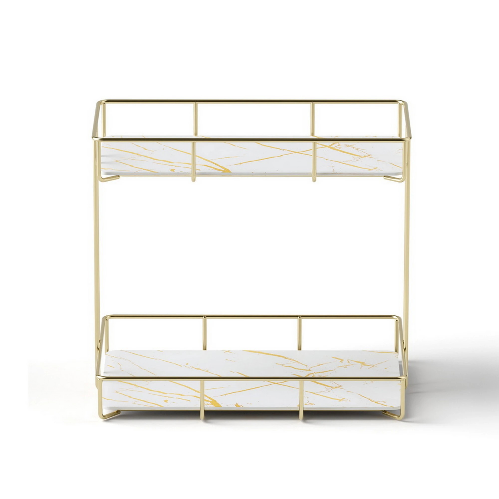 3 Artiss 2X Bathroom Storage Rack 2 Tier Corner Organiser Gold Marble Look - Gold, 3 of 9