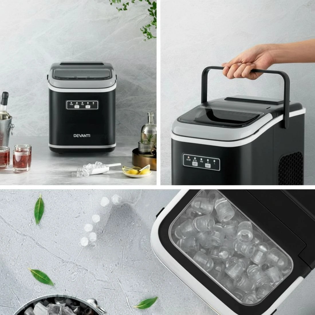 6 Devanti Ice Maker Machine Portable 12kg Countertop w/Self Cleaning 1.3L - Black, 6 of 7