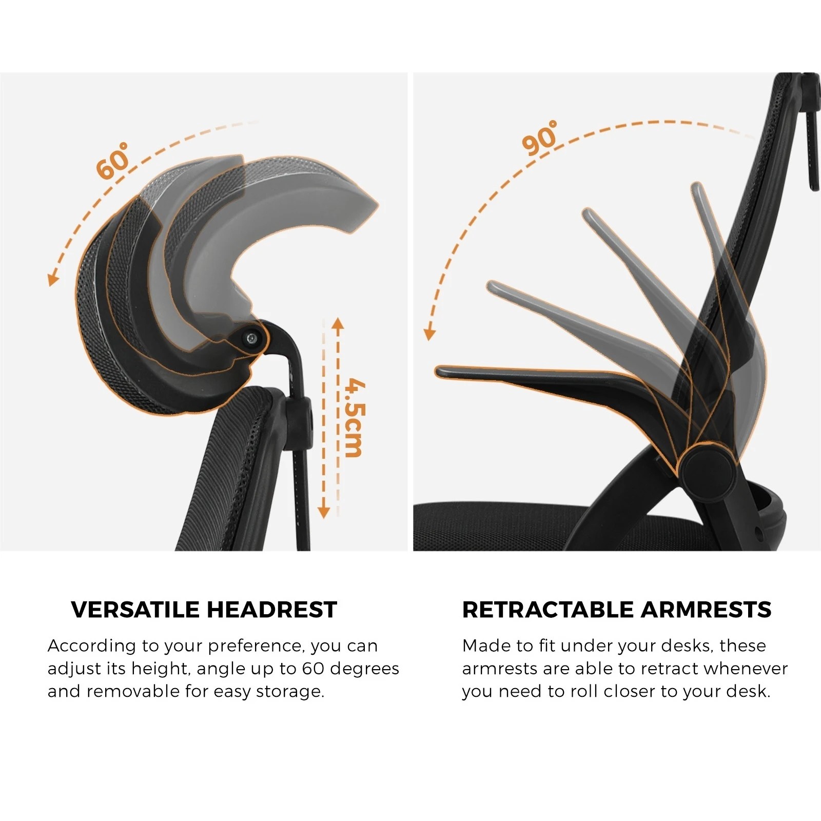 3 Oikiture Mesh Office Chair Fabric
 - Black, 3 of 9