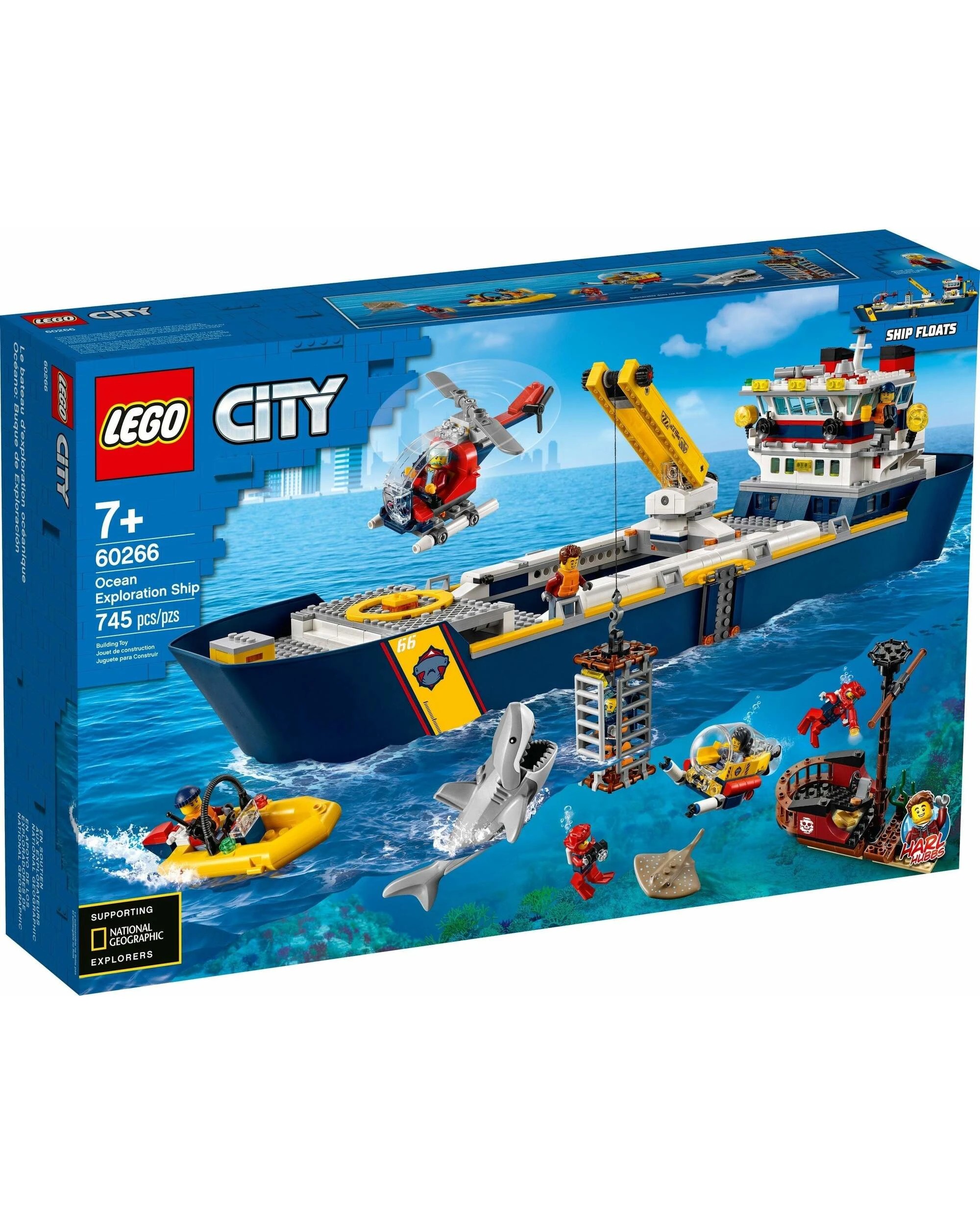 1 LEGO 60266 Ocean Exploration Ship: Floating Ship with Submarine & Helicopter, 1 of 5