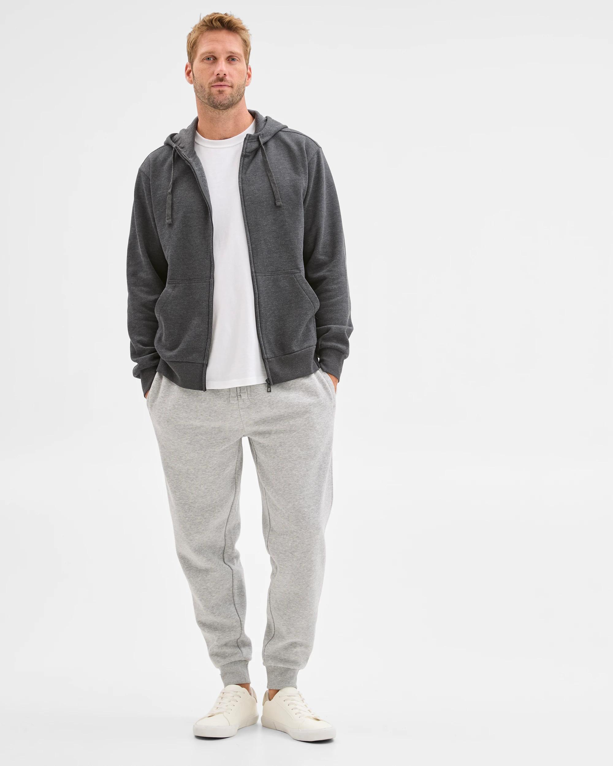 1 Target Man Australian Cotton Blend Cuffed Trackpants GREY MARLE, 1 of 5