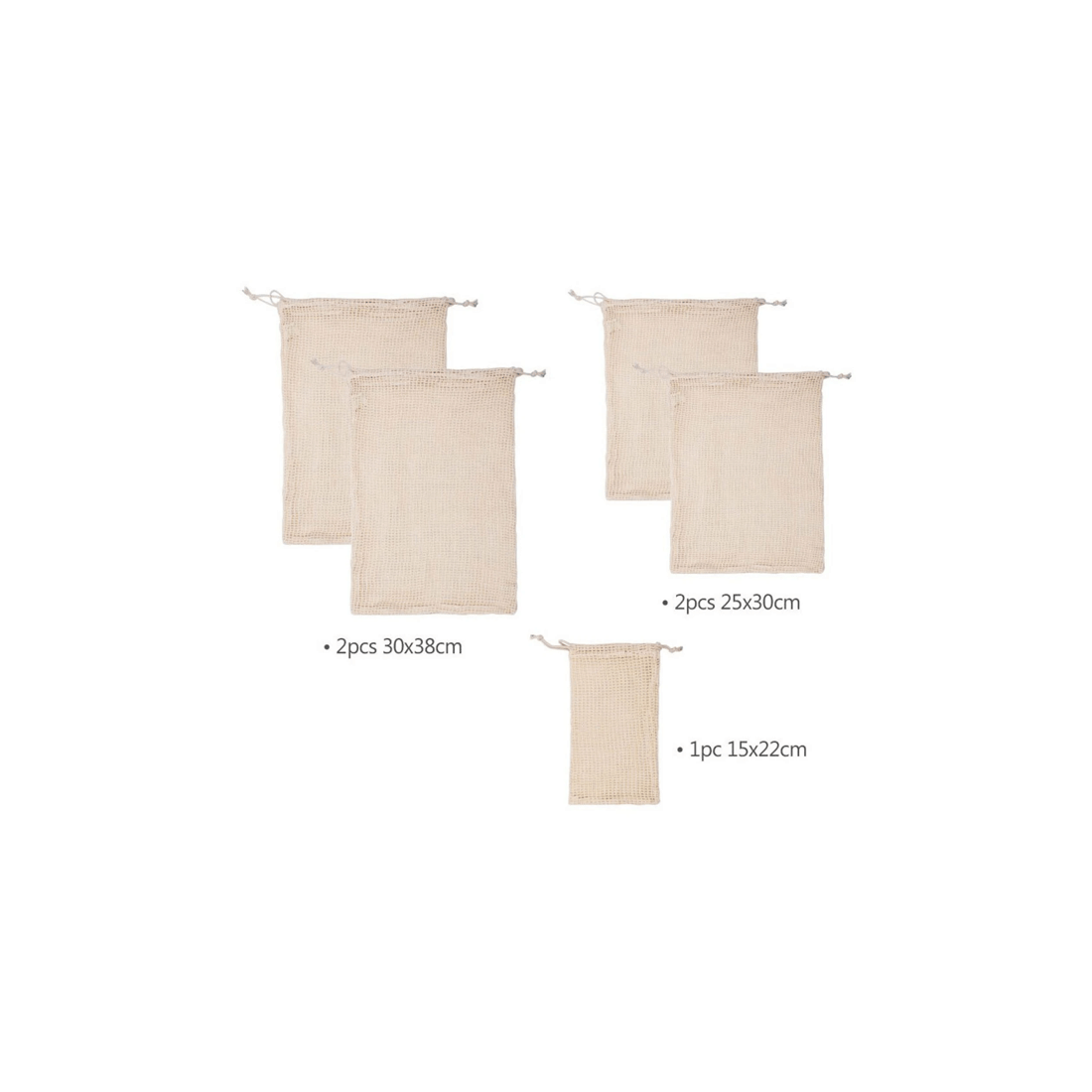 2 White Magic Eco Basics 5 Pack Produce Bags Organic Cotton Mesh Various Sizes
 - Plain, 2 of 3