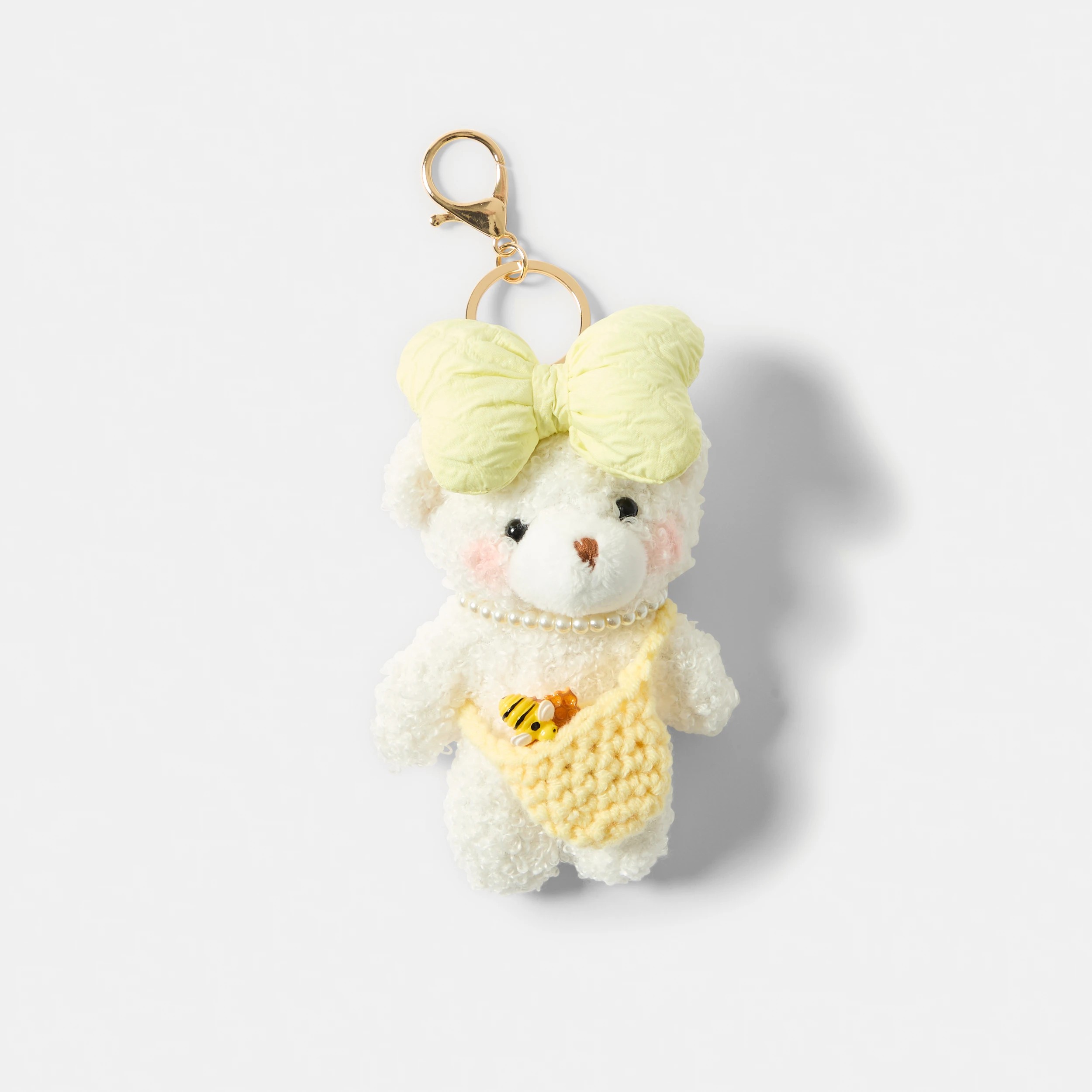 1 Bear Bag Charm Keyring - Yellow, 1 of 5