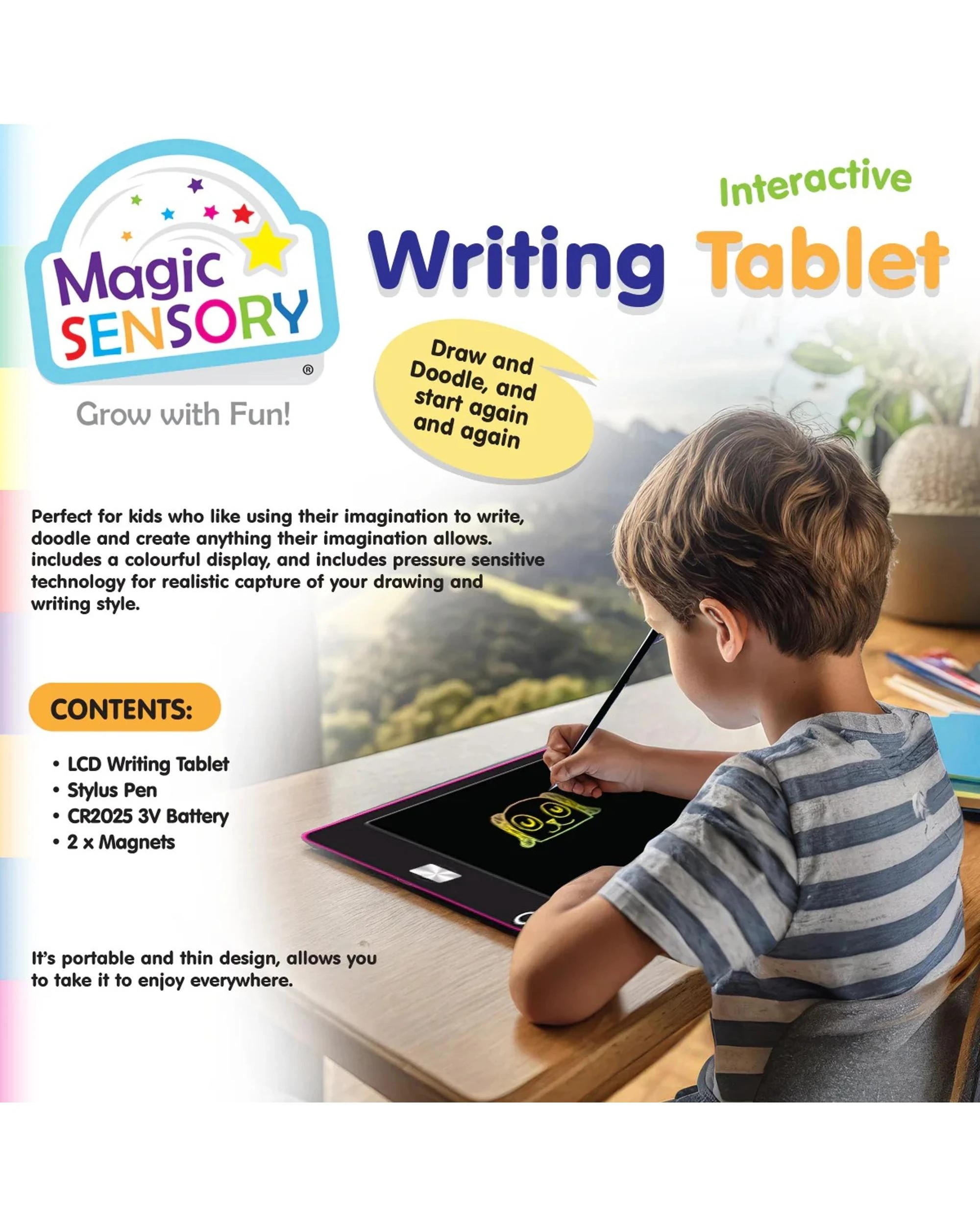 5 Magic Sensory Interactive LCD Writing Tablet - Pink Unicorn - Pink, 5 of 6