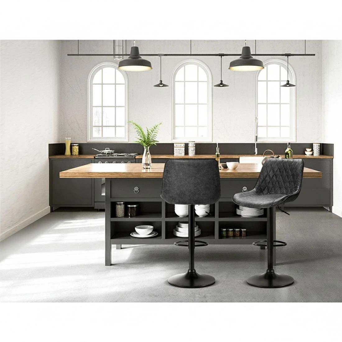 5 Artiss 2x Bar Stools Gas Lift Vintage Leather - Black, 5 of 5