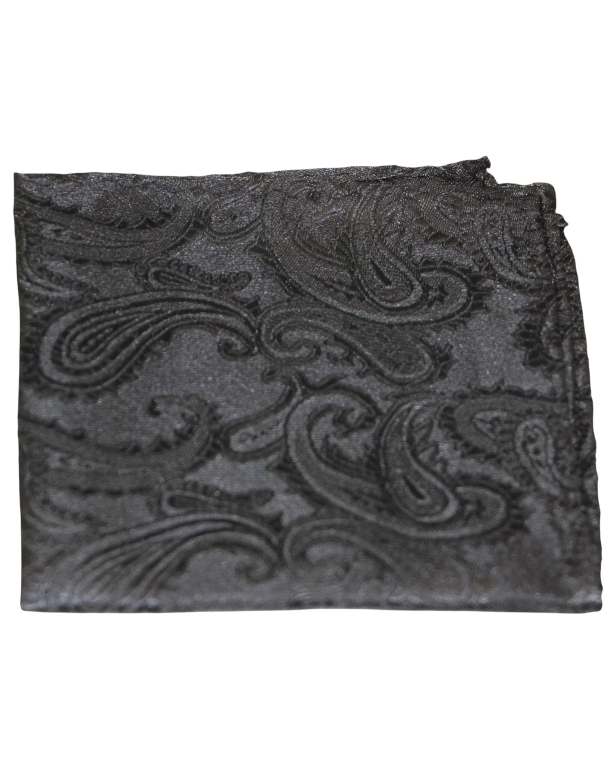 1 Zasel Mens Black Paisley Pocket Square - Black, 1 of 3