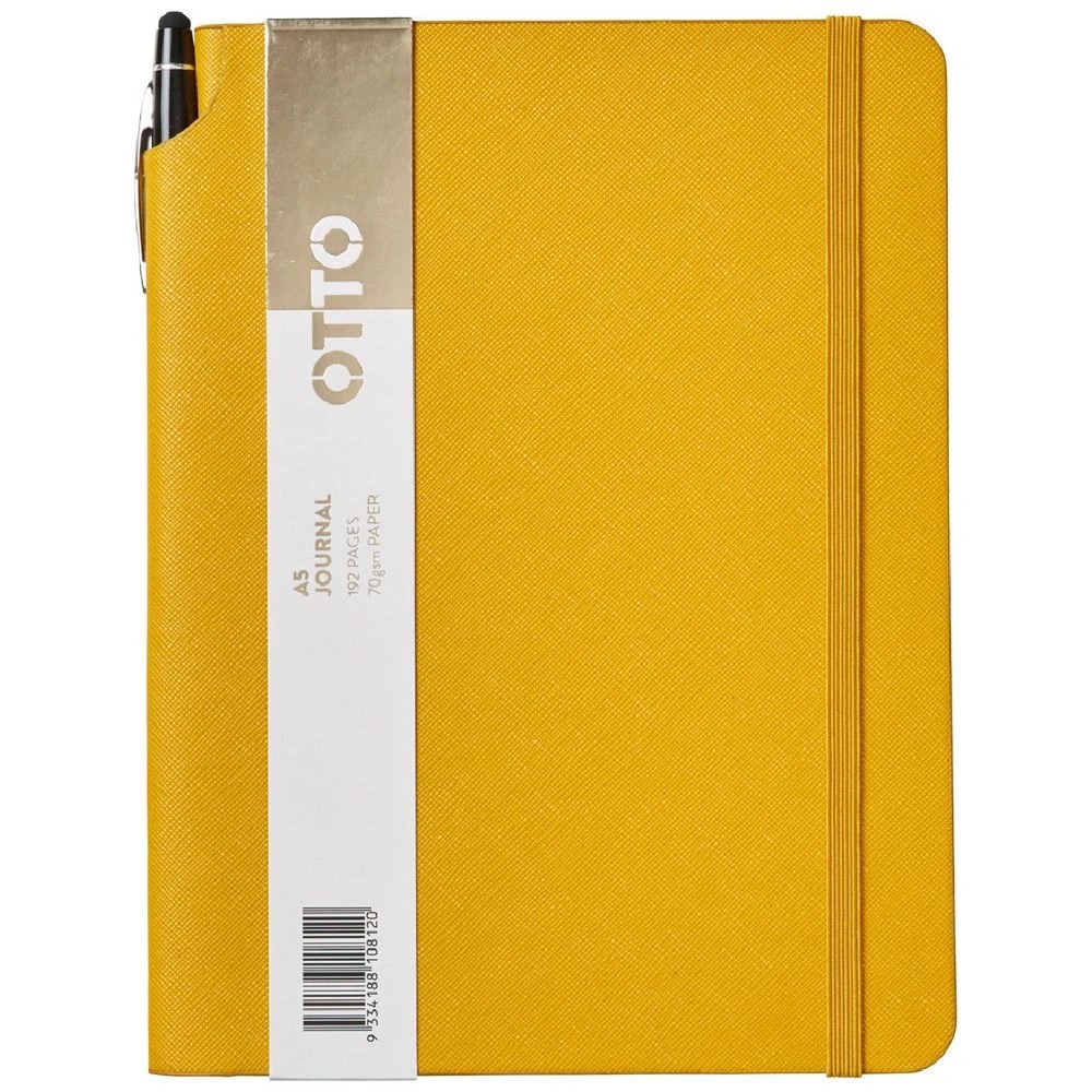1 Otto A5 Criss Cross Journal 192 Pages with Pen Mustard, 1 of 5