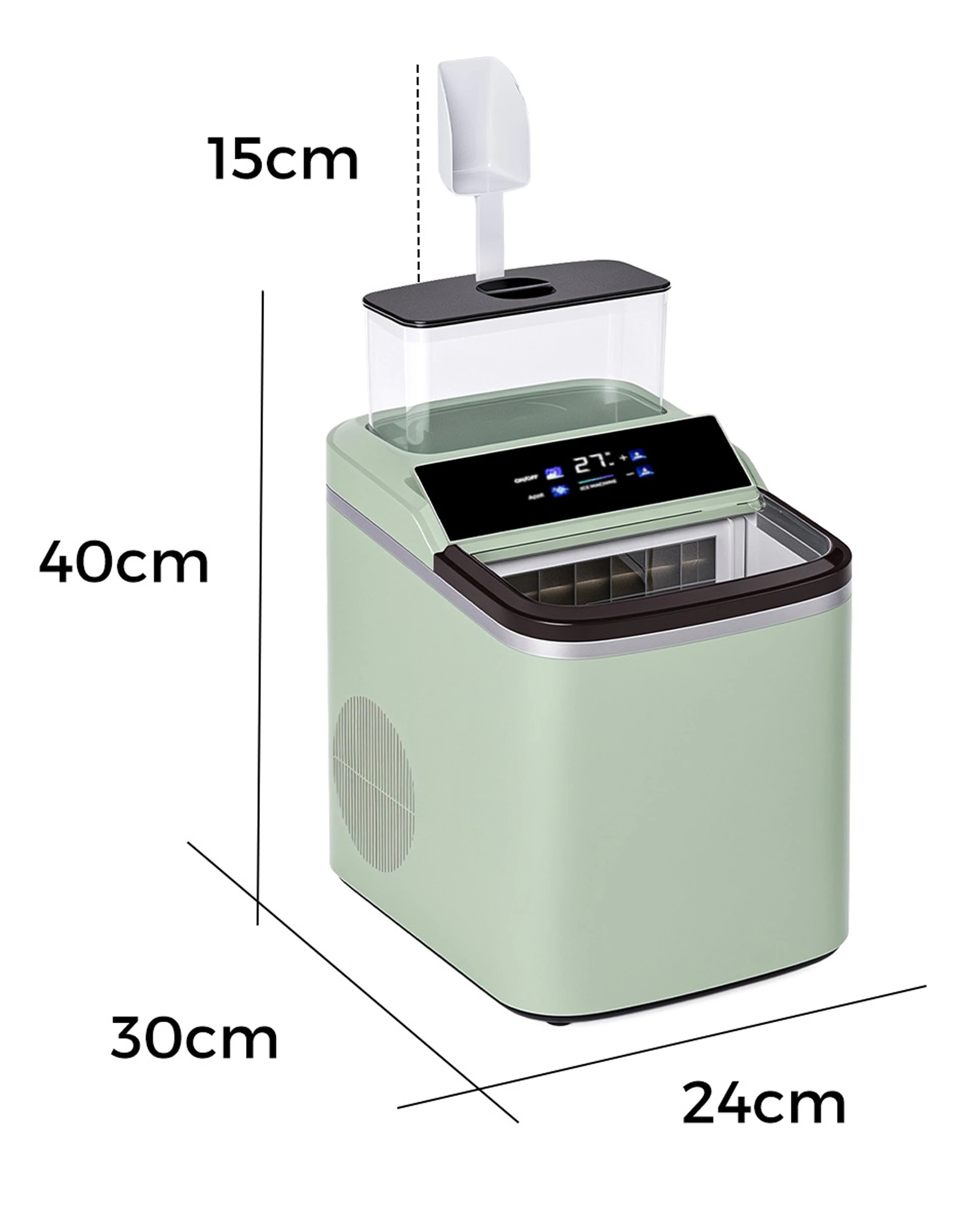 3 Yopower Countertop Ice Maker Machine 16KG/24H 1.5L Water Tank - Green, 3 of 3