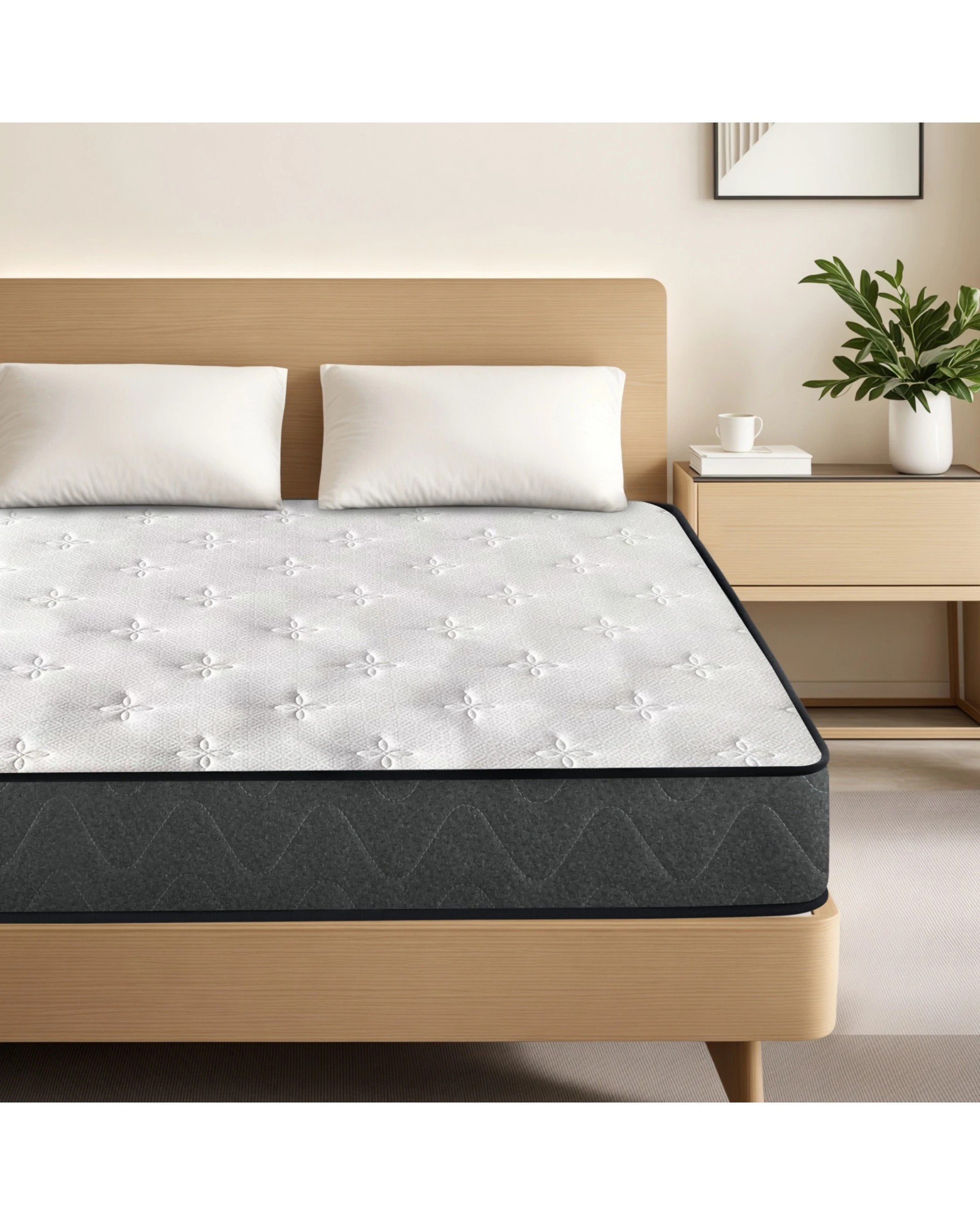 2 Advwin Mattress Double Medium Firm Bed Top Pocket Spring 22cm - White, 2 of 4