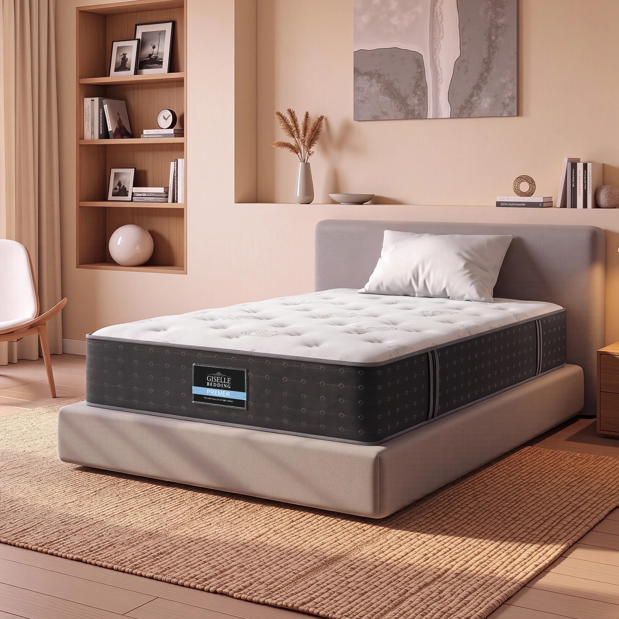 1 Giselle Bedding Single Reversible Spring Mattress Cashmere Cover Gel Foam Firm 35cm - King Single Bed - Multi, 1 of 10