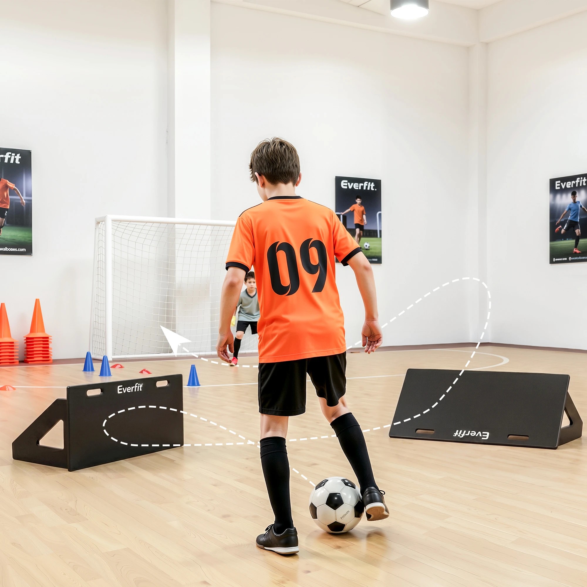 7 Everfit Soccer Rebounder Board 80cm x 30cm Football Rebound Wall with 2 Angles - Black, 7 of 9