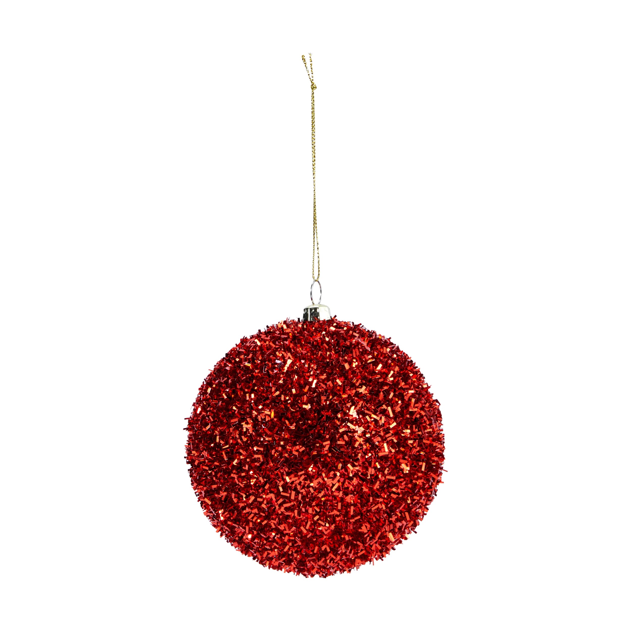 4 9 Pack 10cm Traditional Tinsel Baubles, 4 of 5