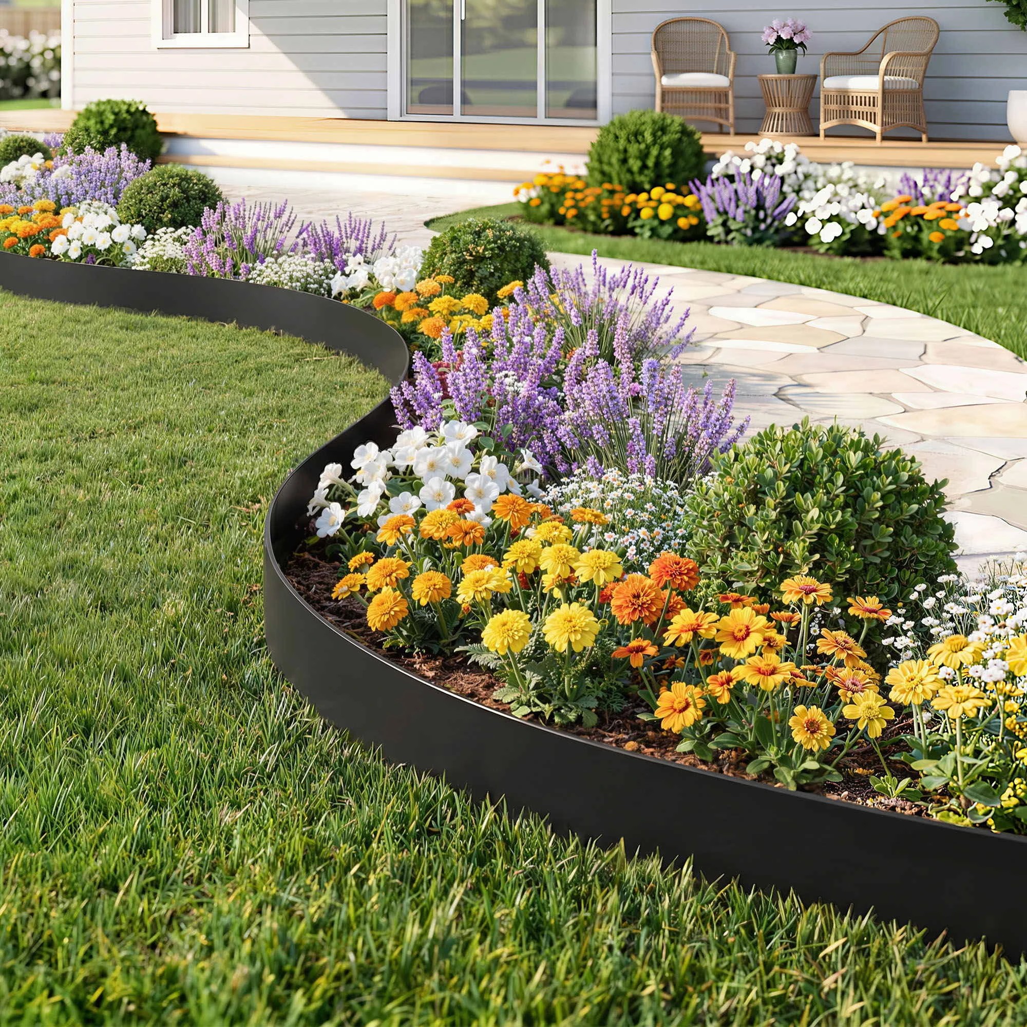 7 Green Fingers Garden Edging 60ft 30pcs Flexible Garden Border Plastic Lawn Edging - Black, 7 of 7