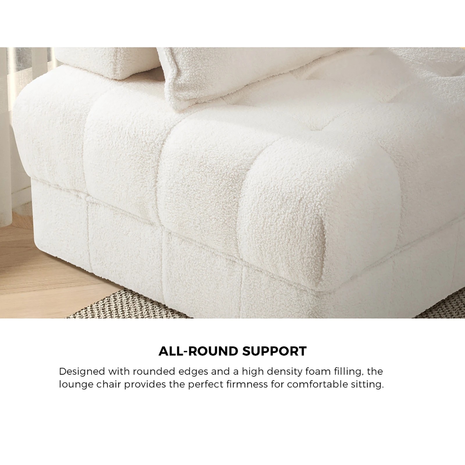 5 Oikiture 2 Seater Boucle Modular Sofa Lounge Chair Armless Tofu Back
 - White - White, 5 of 8