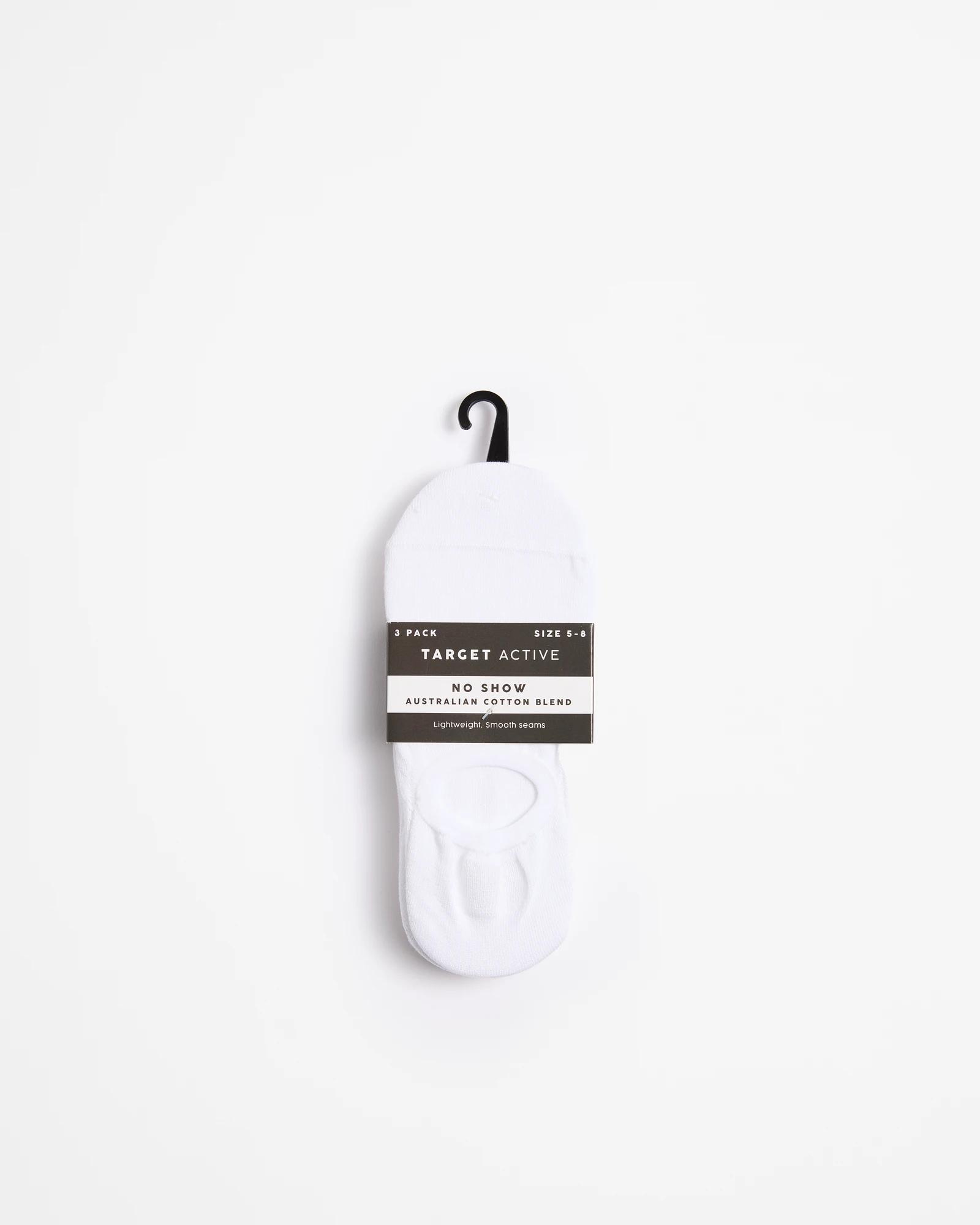 3 Target Active Australian Cotton Blend 3 Pack No Show Socks WHITE, 3 of 3