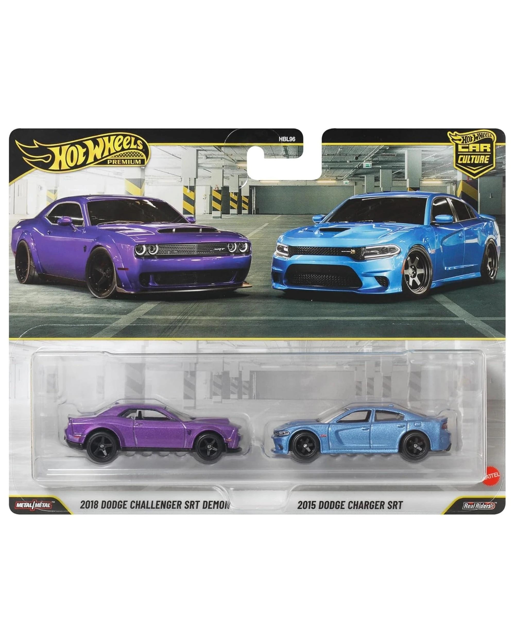 1 Hot Wheels Premium Car Culture 2018 Dodge Challenger SRT Demon and 2015 Dodge Charger SRT Diecast Vehicle 2 Pack, 1 of 3